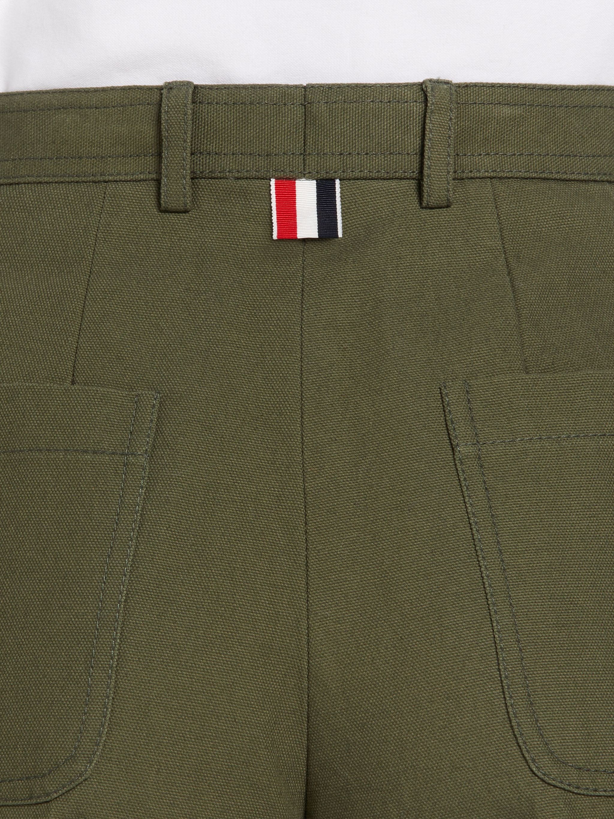 Dark Green Washed Cotton Canvas Utility Trouser - 6