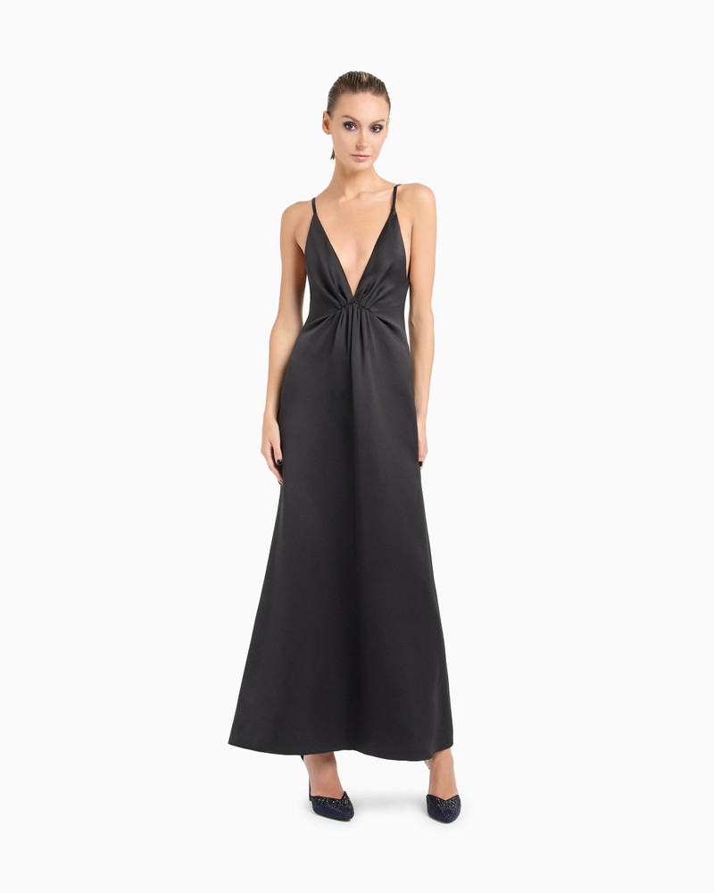 GIORGIO ARMANI GLITTER SILK SATIN LONG DRESS outlook