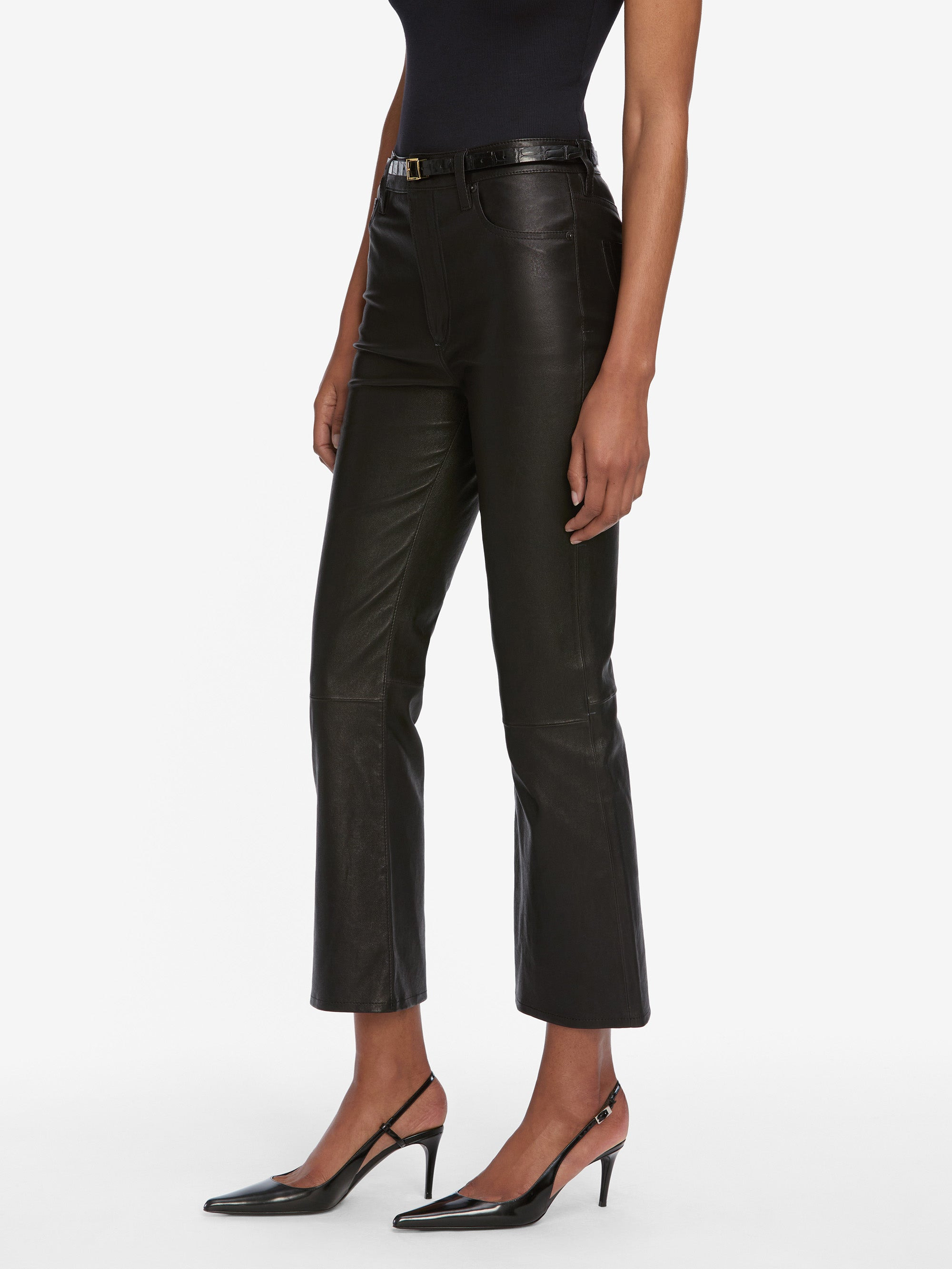 The Leather Reboot Crop in Black - 4