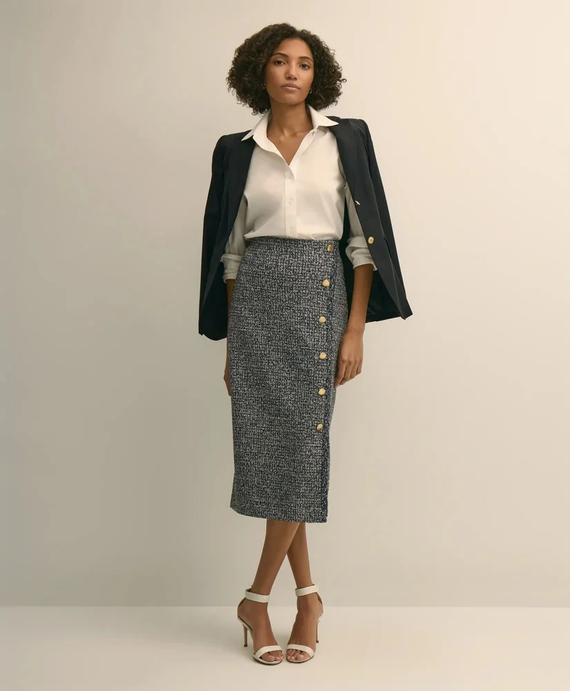Buttoned Column Knit Skirt - 1