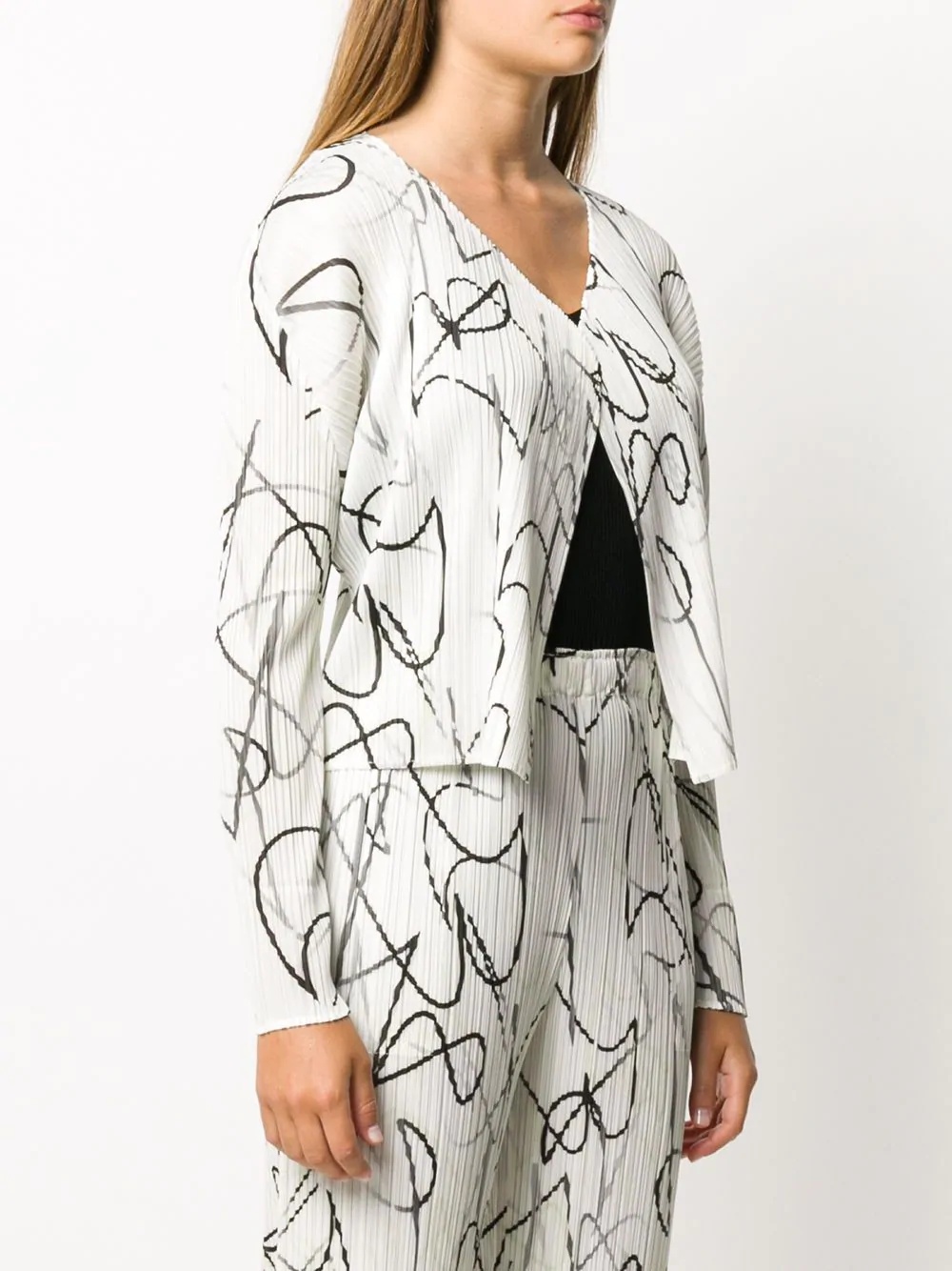 printed pleated jacket - 3