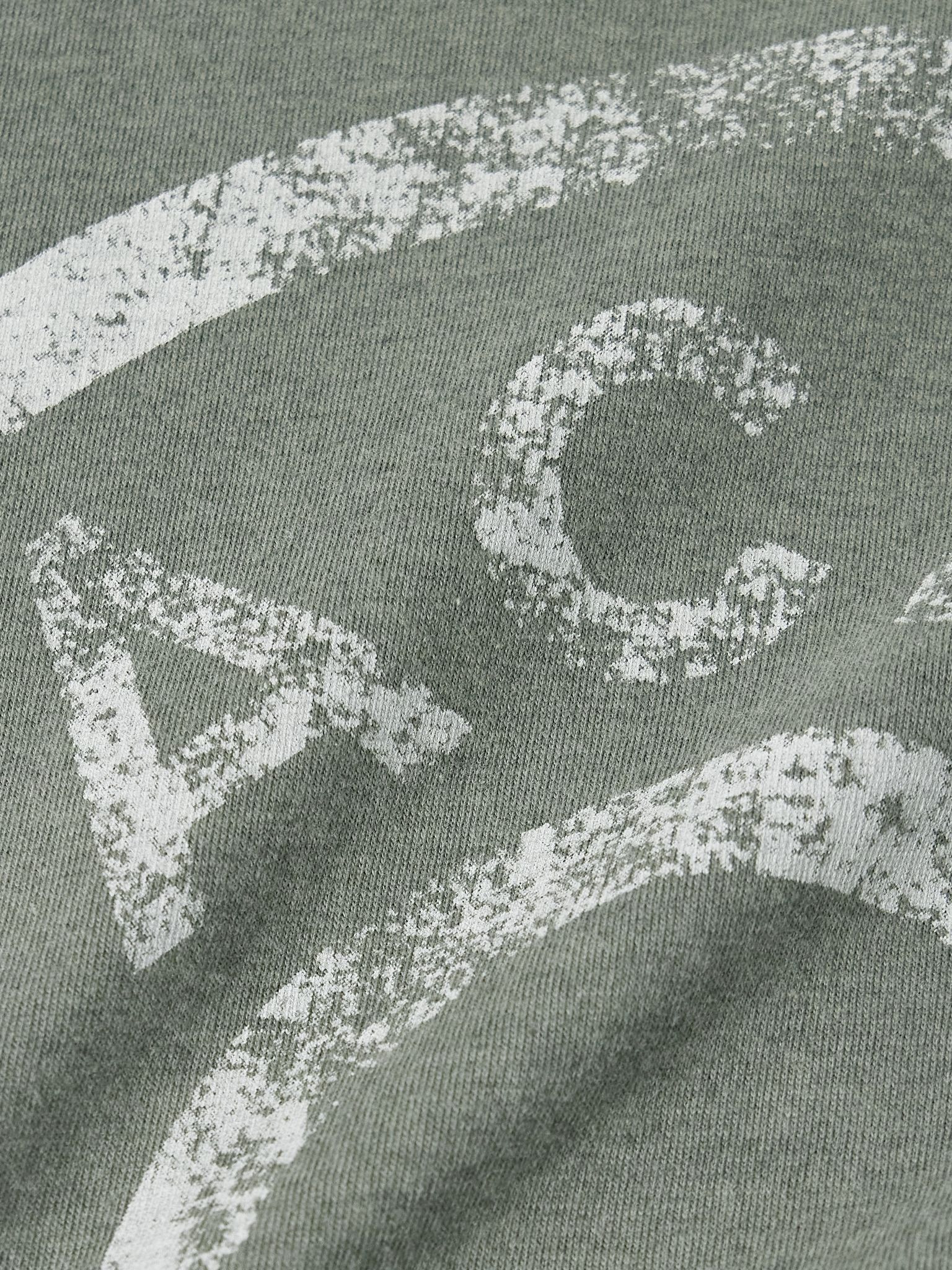 Exford Distressed Logo-Print Cotton-Blend Jersey T-Shirt Gray green - 4