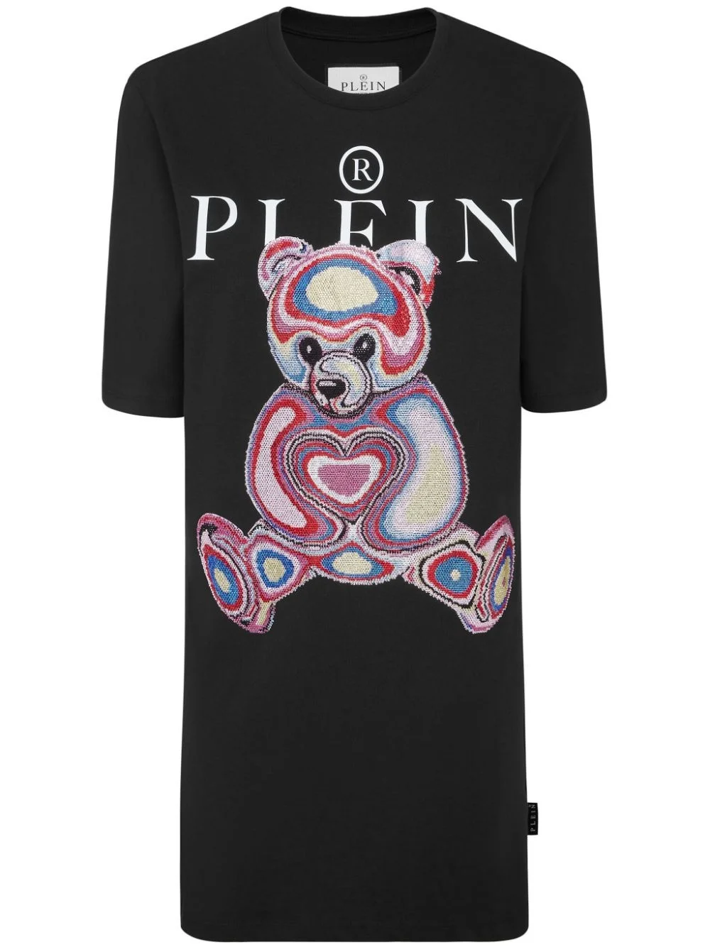 teddy bear-embroidered cotton minidress - 1