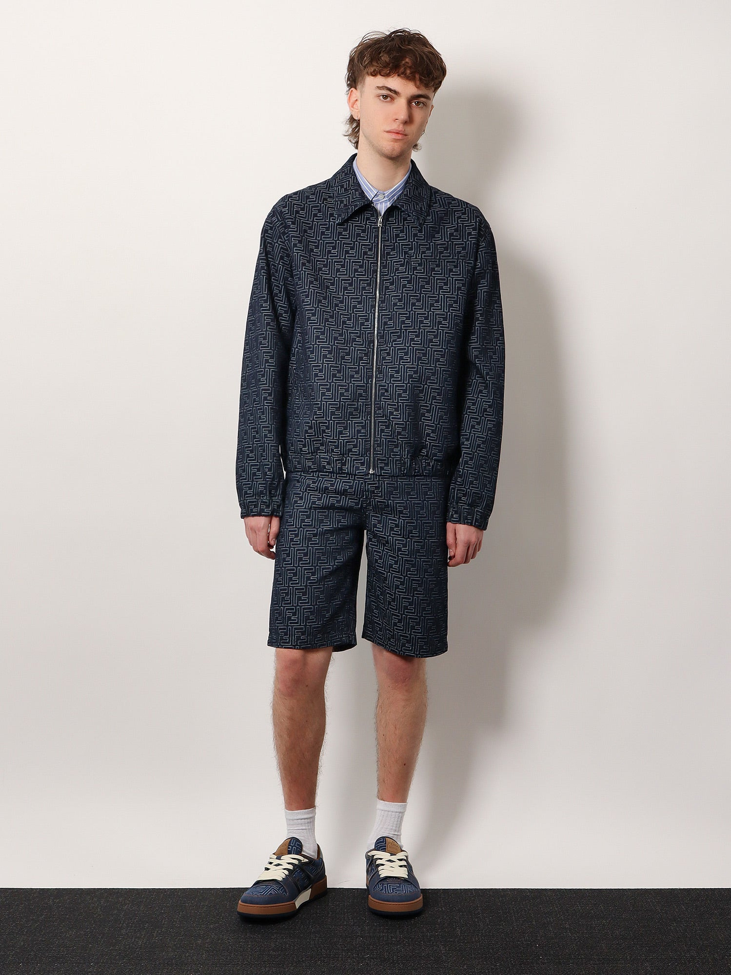 Fendi Denim Bermuda Shorts With All-Over Ff Logo - 2