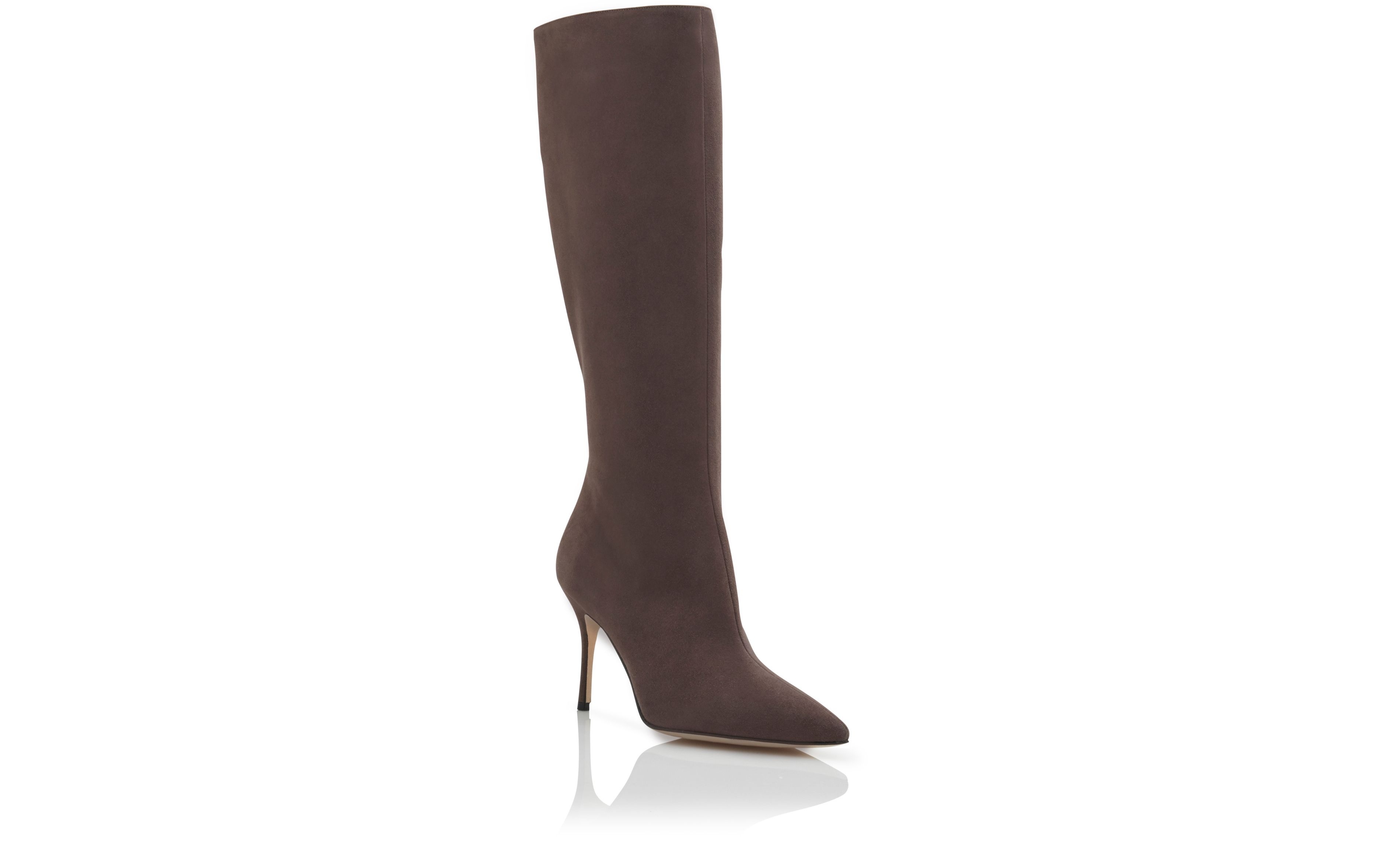 Brown Suede Knee High Boots - 3