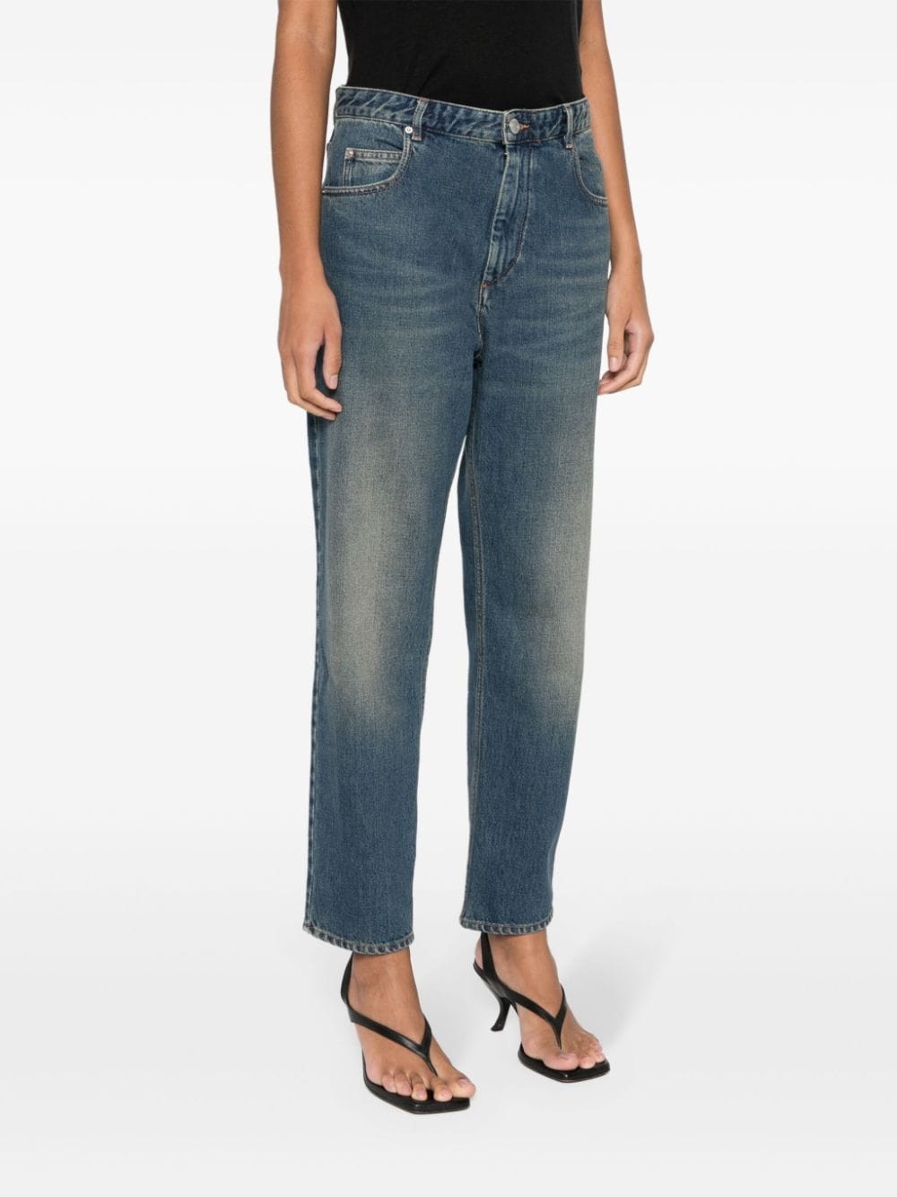logo-patch tapered jeans - 3
