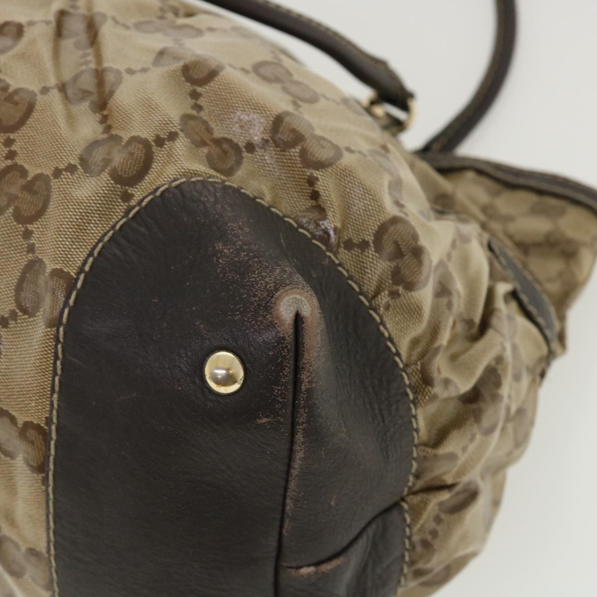 GUCCI GG Canvas Tote Bag Coated Canvas Beige Dark Brown - 9
