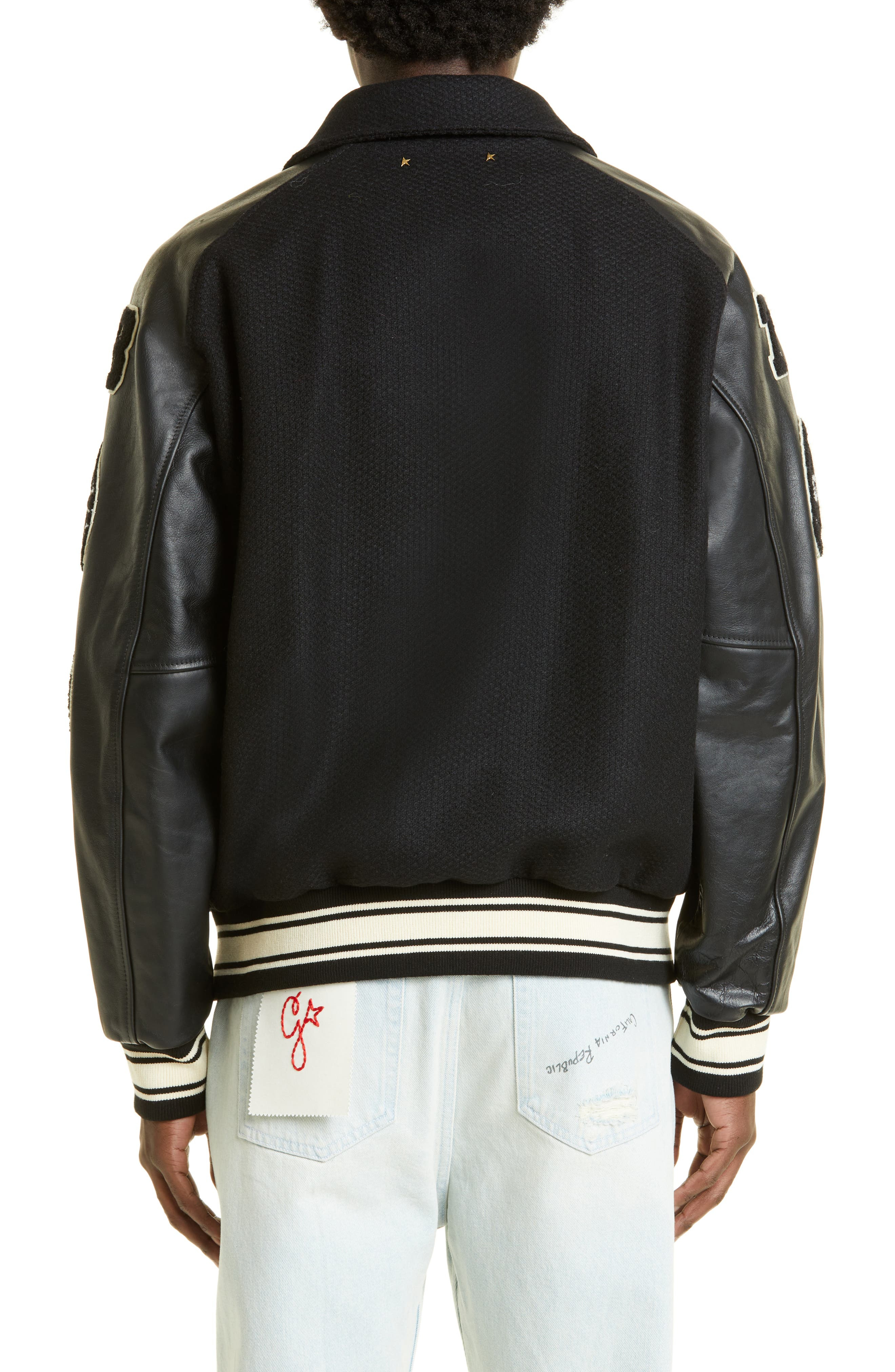Golden Goose Golden Dreamers Wool & Leather Letterman's Jacket in Black at Nordstrom - 2