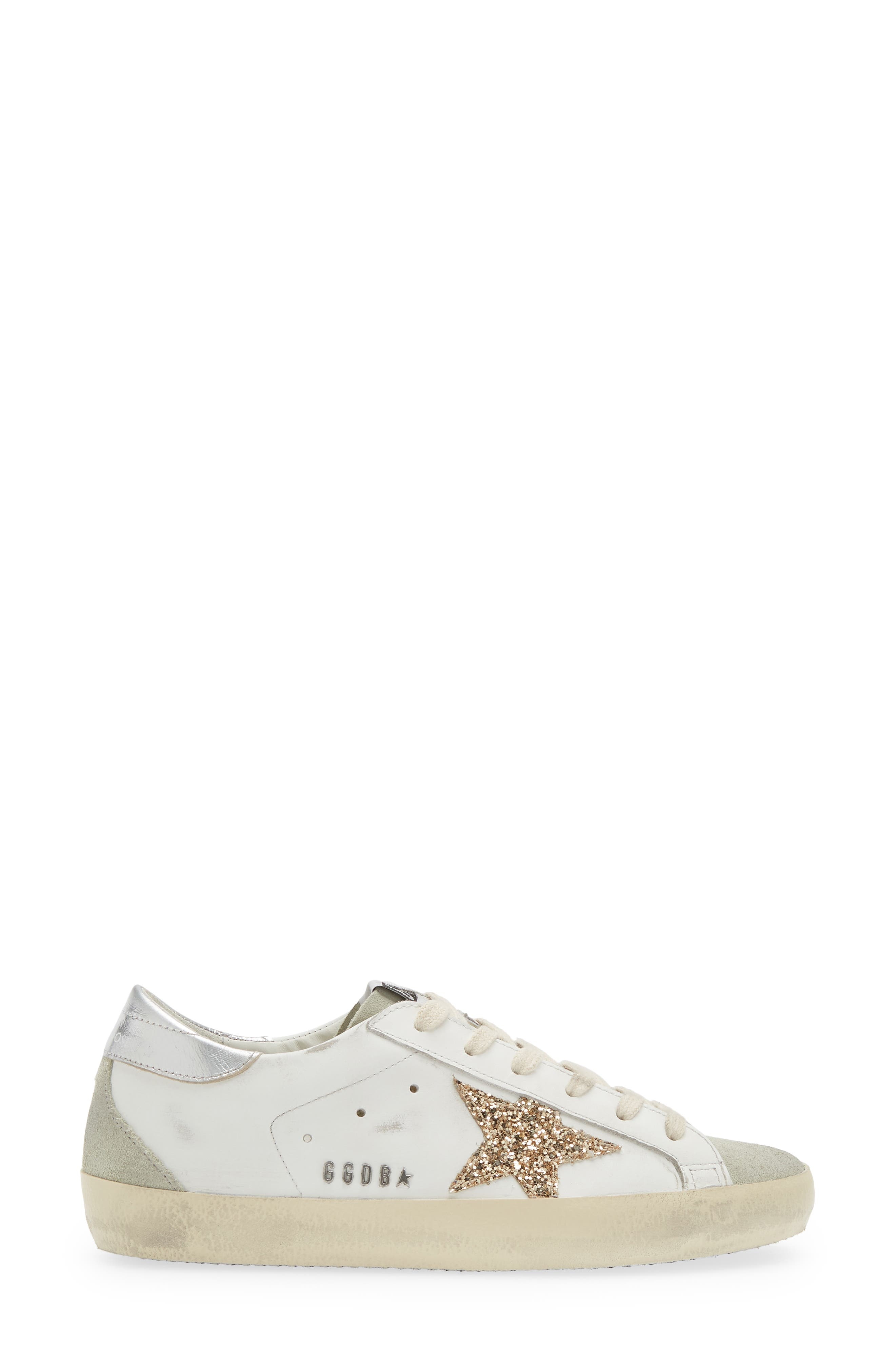 Golden Goose Super-Star Perm-Noos Low Top Sneaker in White/Gold/Silver at Nordstrom - 3
