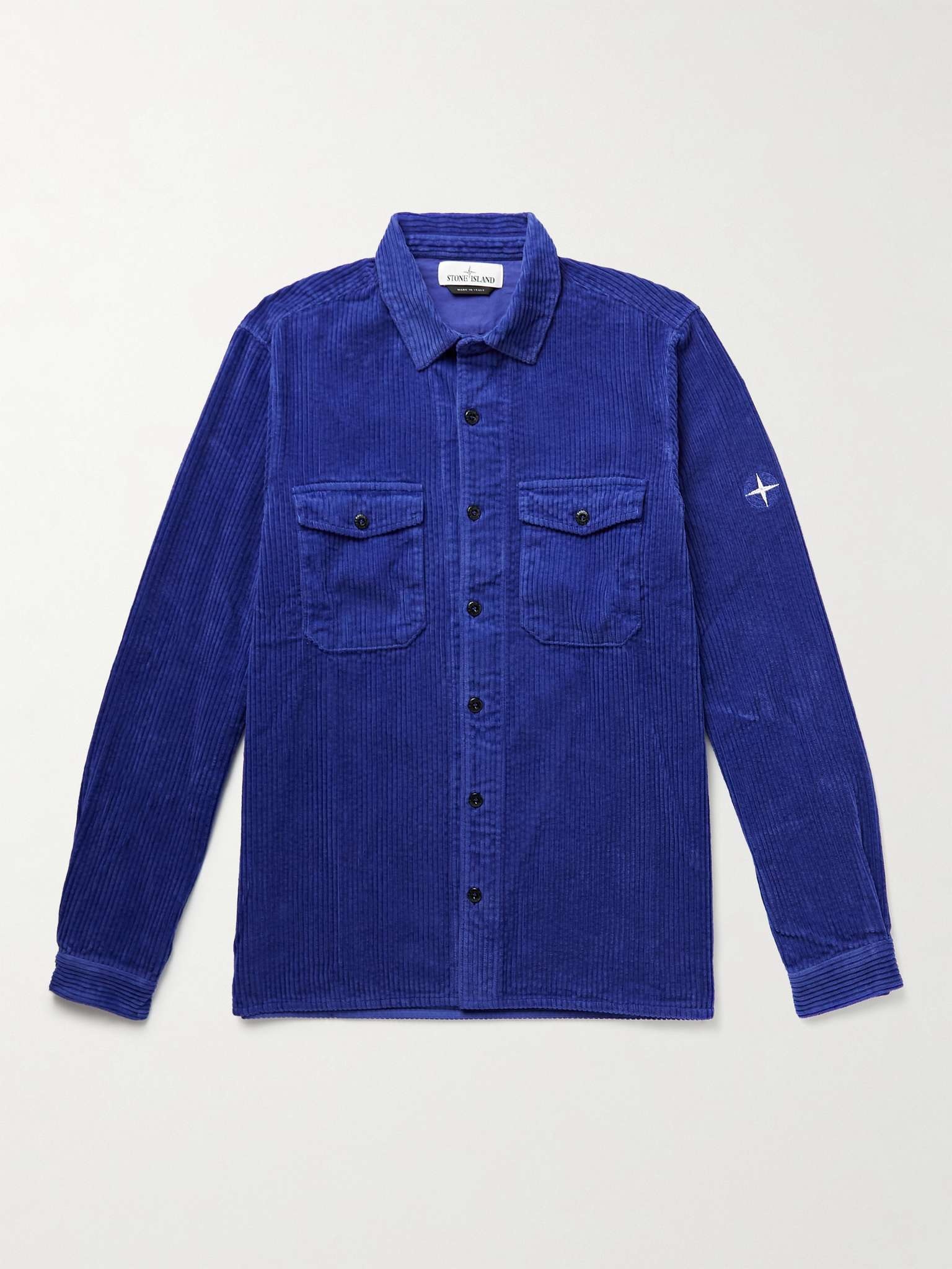 Logo-Embroidered Cotton-Corduroy Overshirt - 1