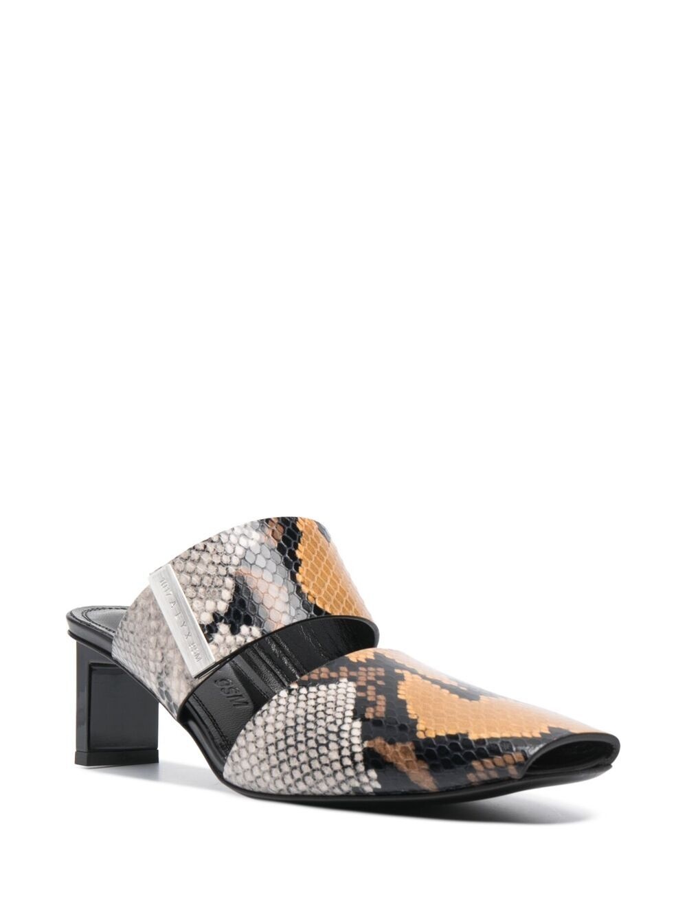 snakeskin print 50mm mules - 2