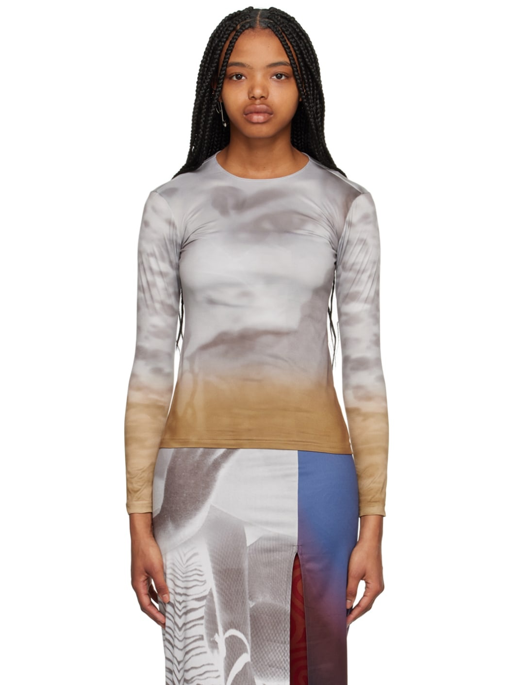 Brown & Gray Eyes Open Long Sleeve T-Shirt - 1