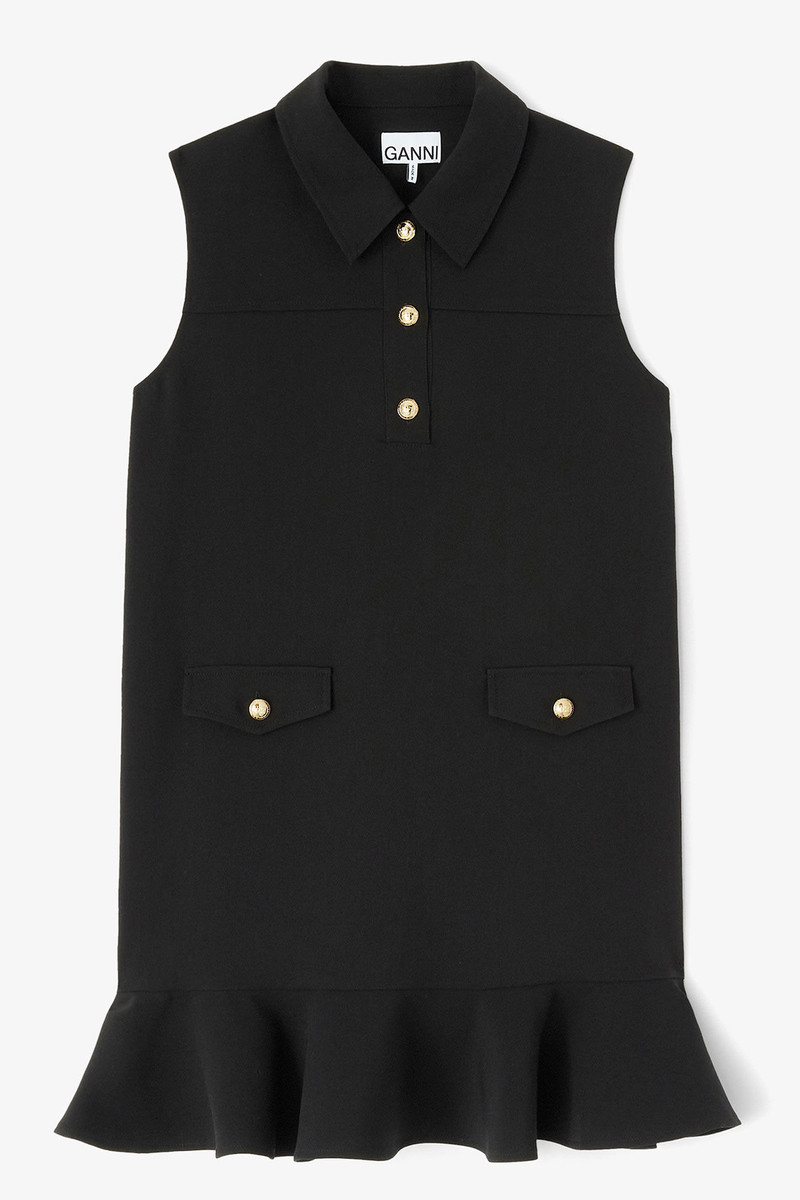 BLACK TWILL SUITING MINI DRESS 1