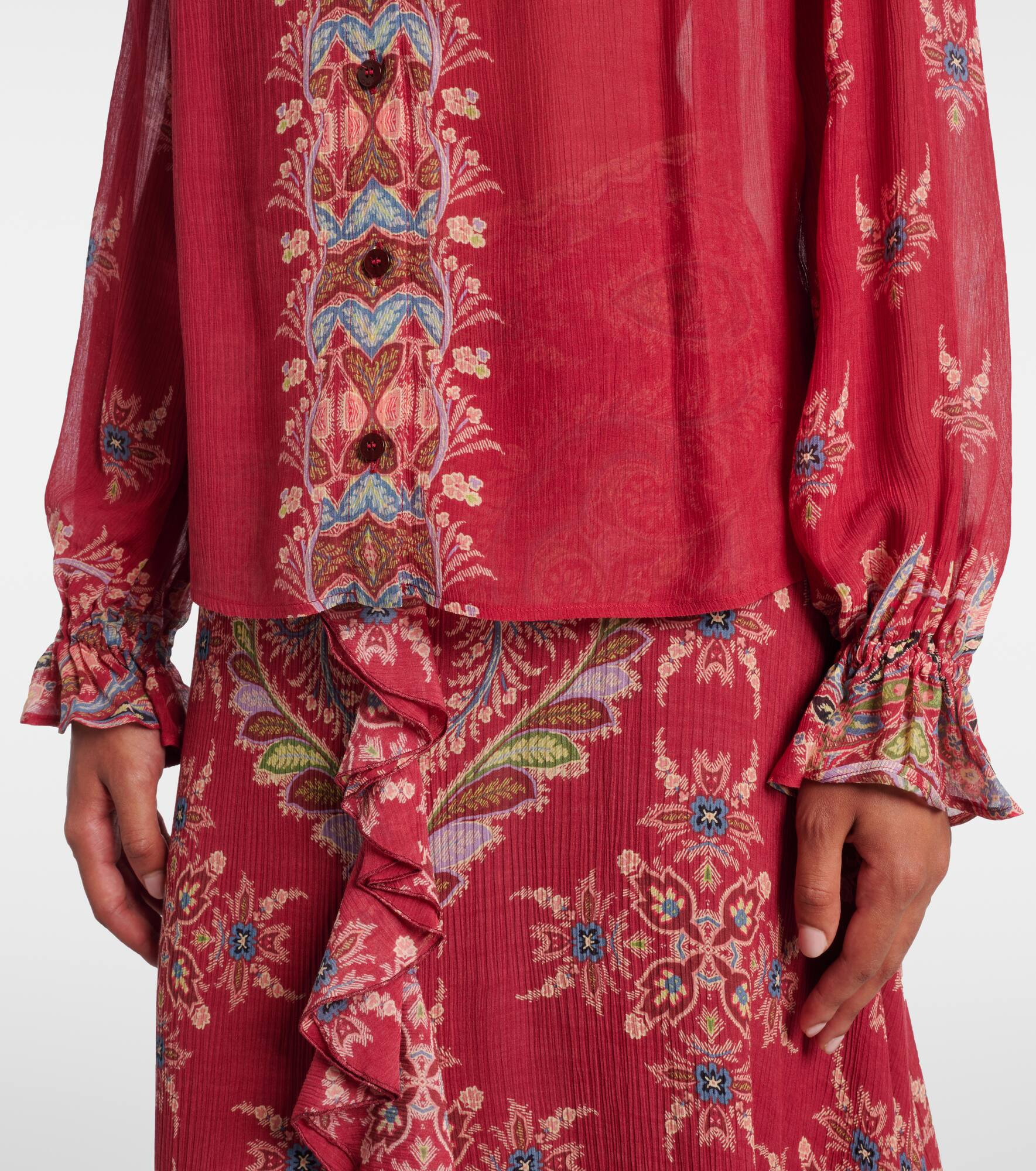 Printed crepon blouse - 5