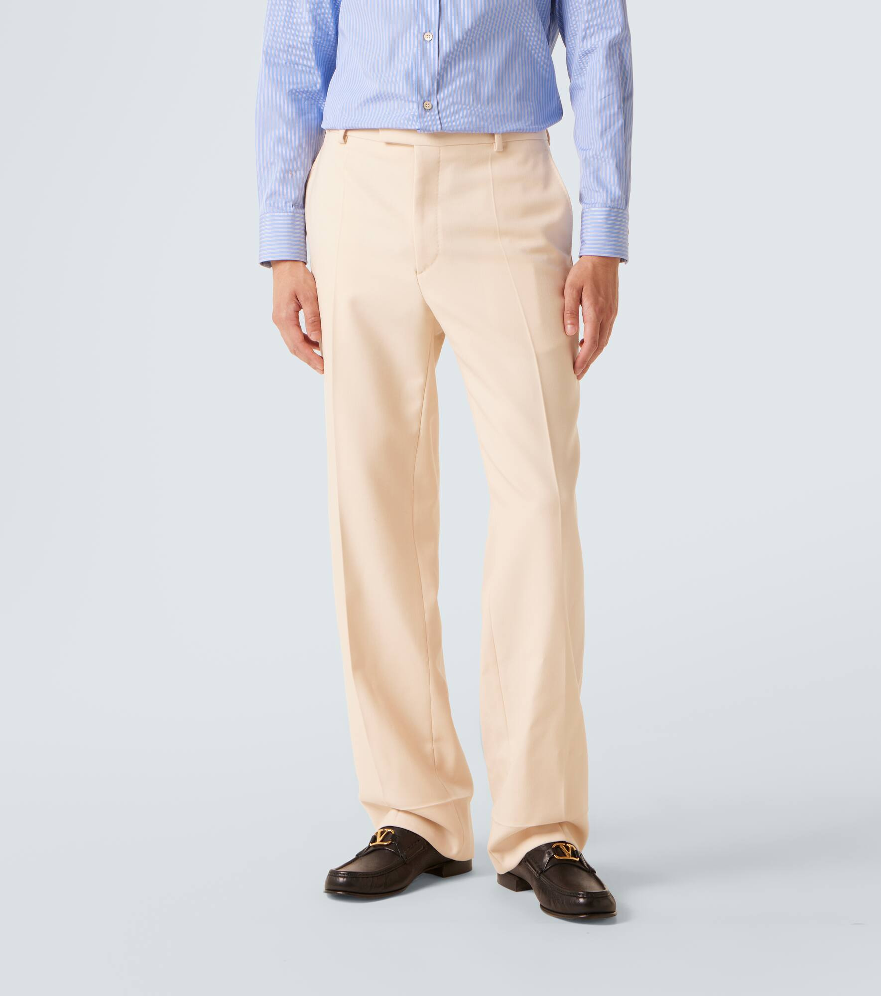 Wool gabardine wide-leg pants - 3