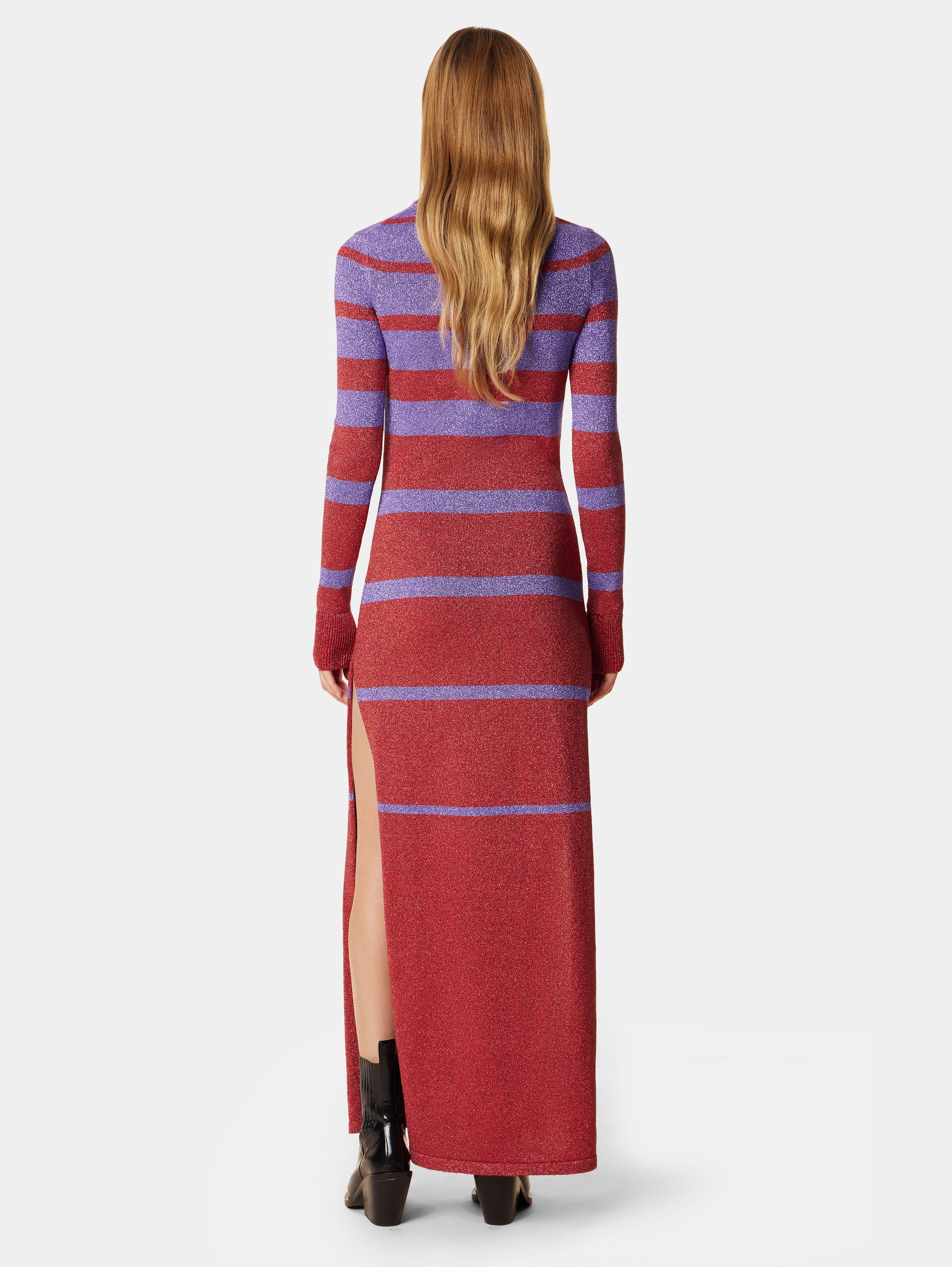 RED AND VIOLET LONG-SLEEVED DRESS - 3