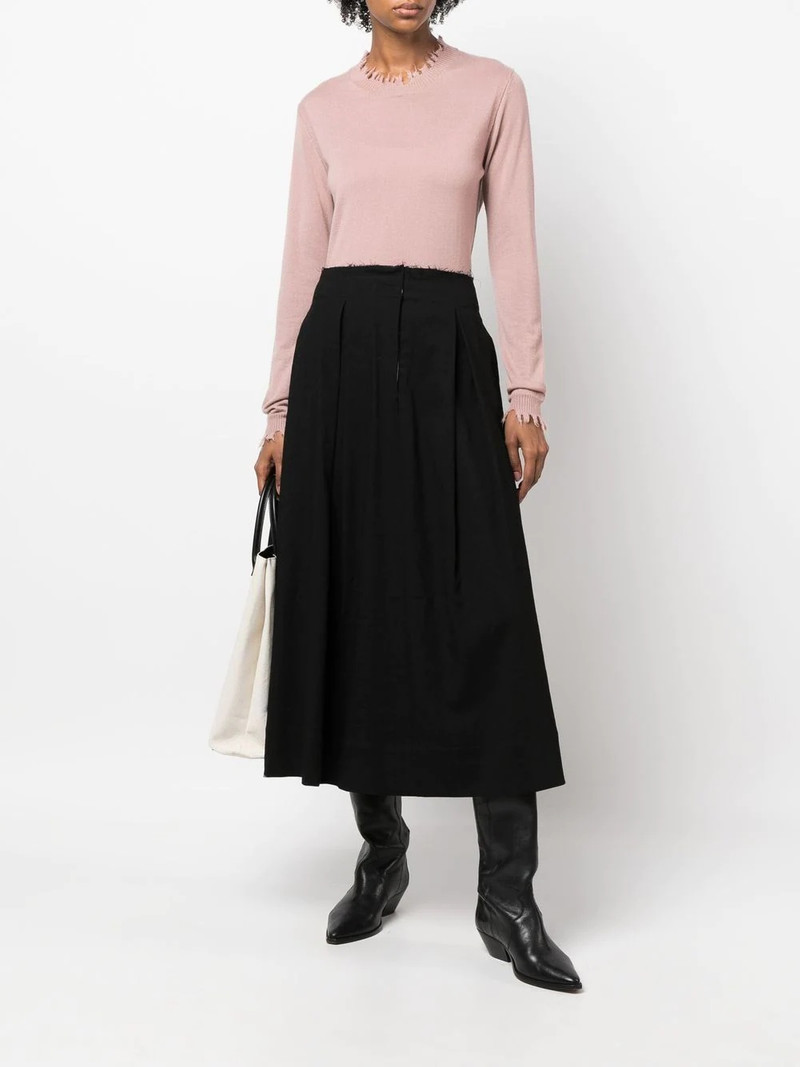 UMA WANG raw-edge pleated long skirt outlook