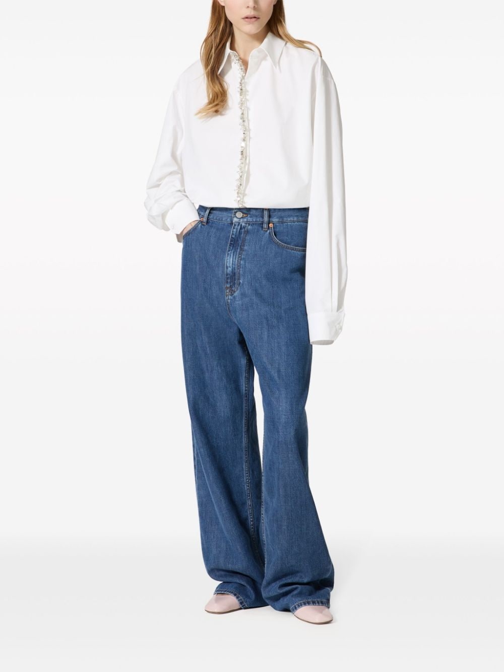 crystal-embellished silk shirt - 2