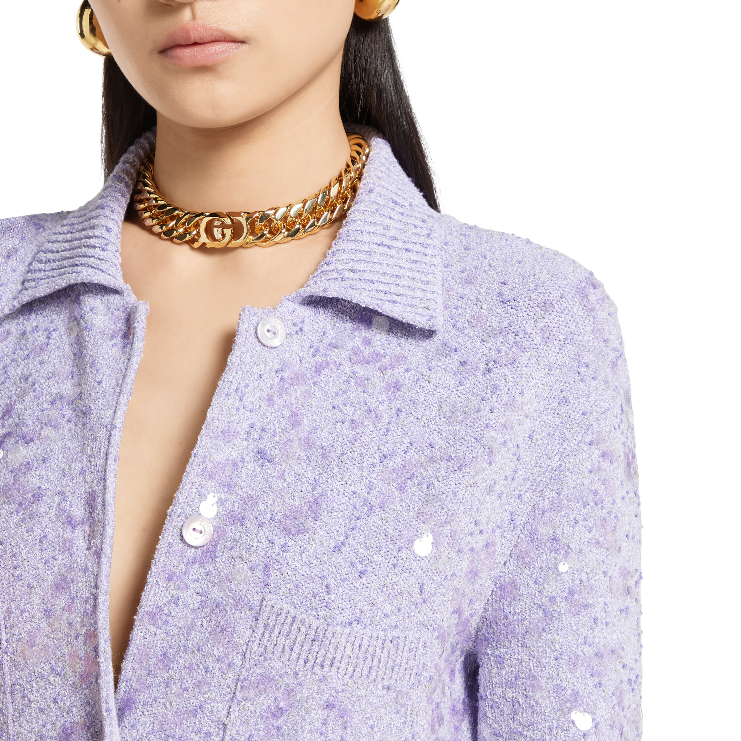 Embroidered sequin polo dress - 5
