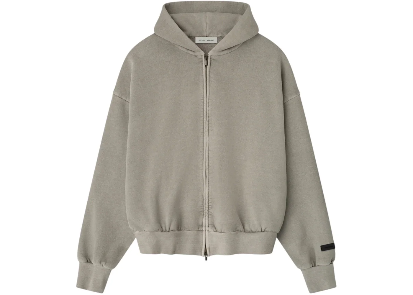 Fear of God Essentials Embroidered Classic Full Zip Hoodie Smoke Grey - 1