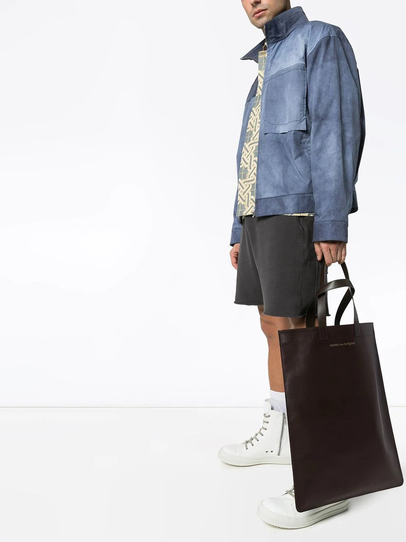 Comme Des Garçons logo-print leather tote bag outlook