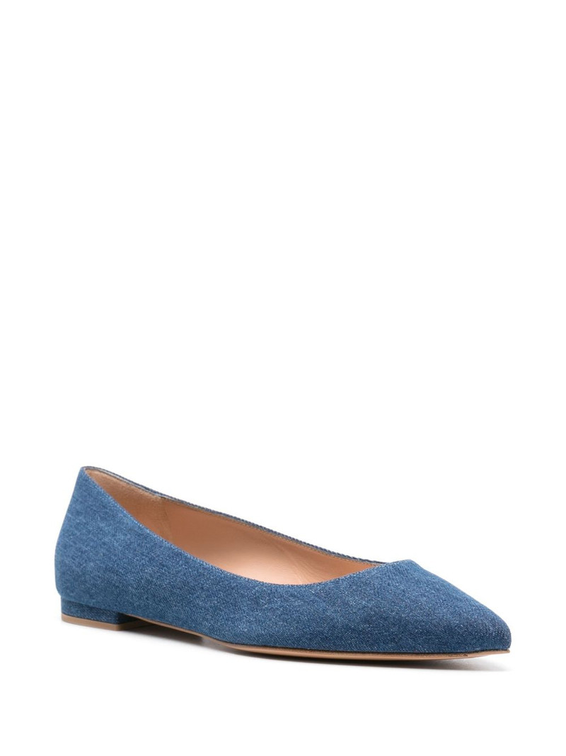Gianvito Rossi pointed-toe denim ballerina shoes outlook