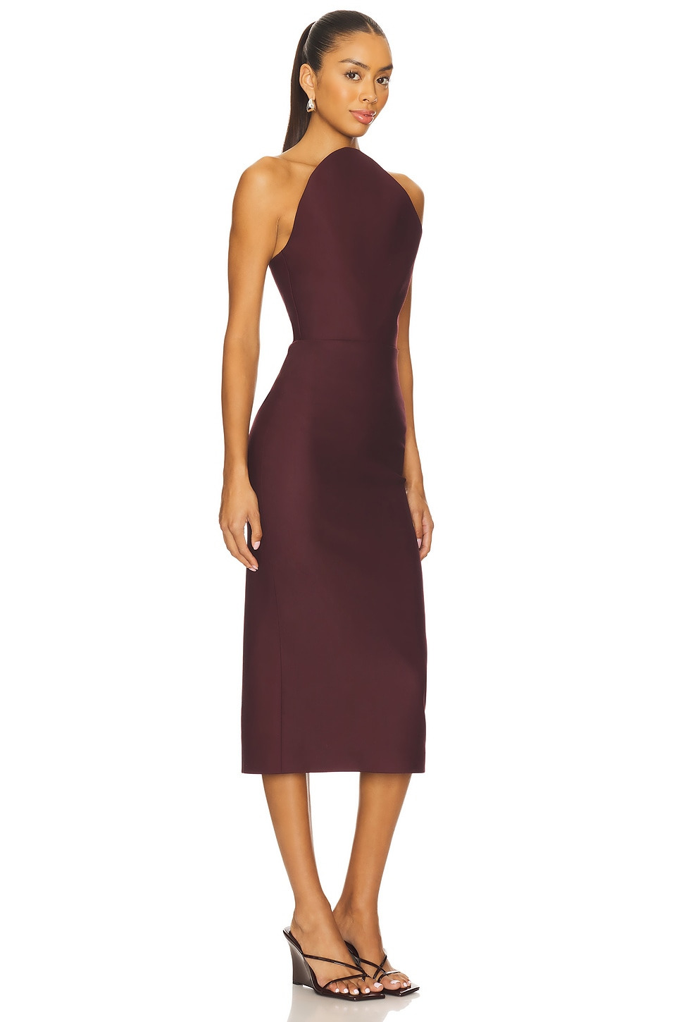Asymmetric Cut Strapless Midi Dress - 2