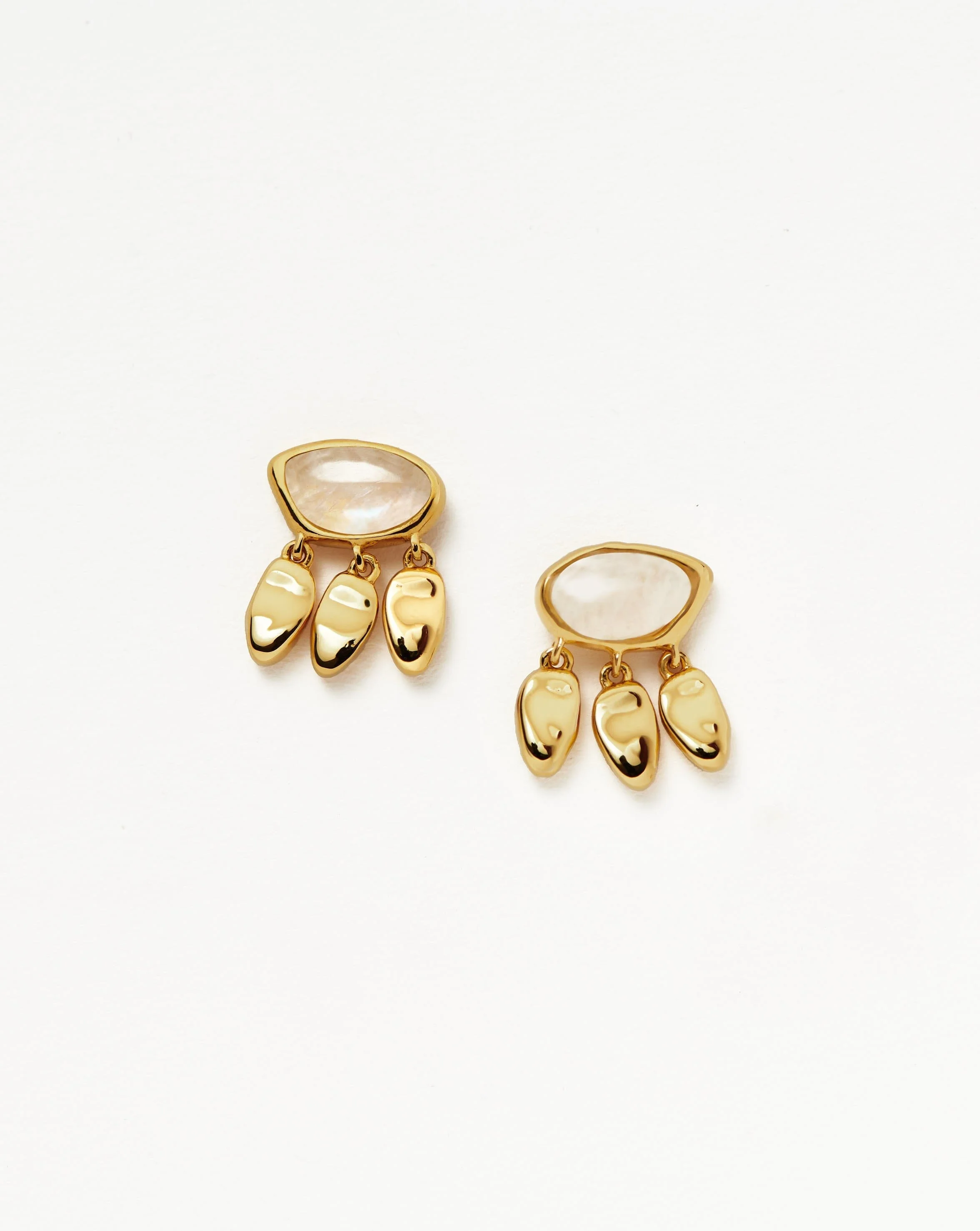 Molten Gemstone Charm Stud Earrings - 1