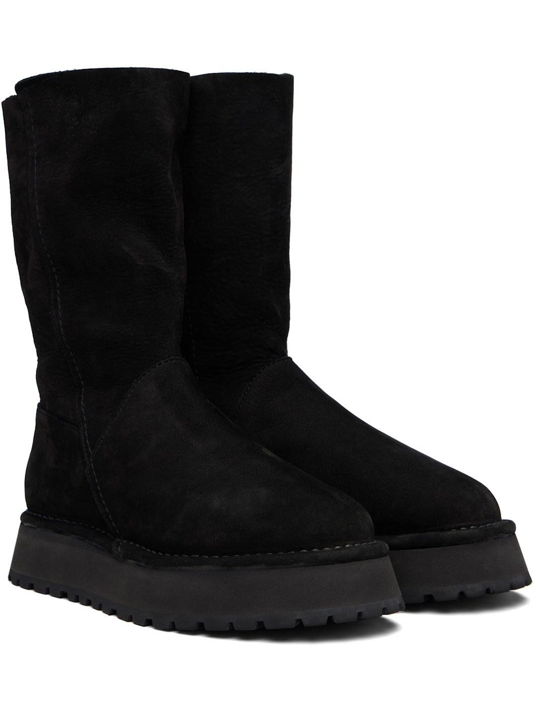 Black Nubuck Leather Slip-On Boots - 4