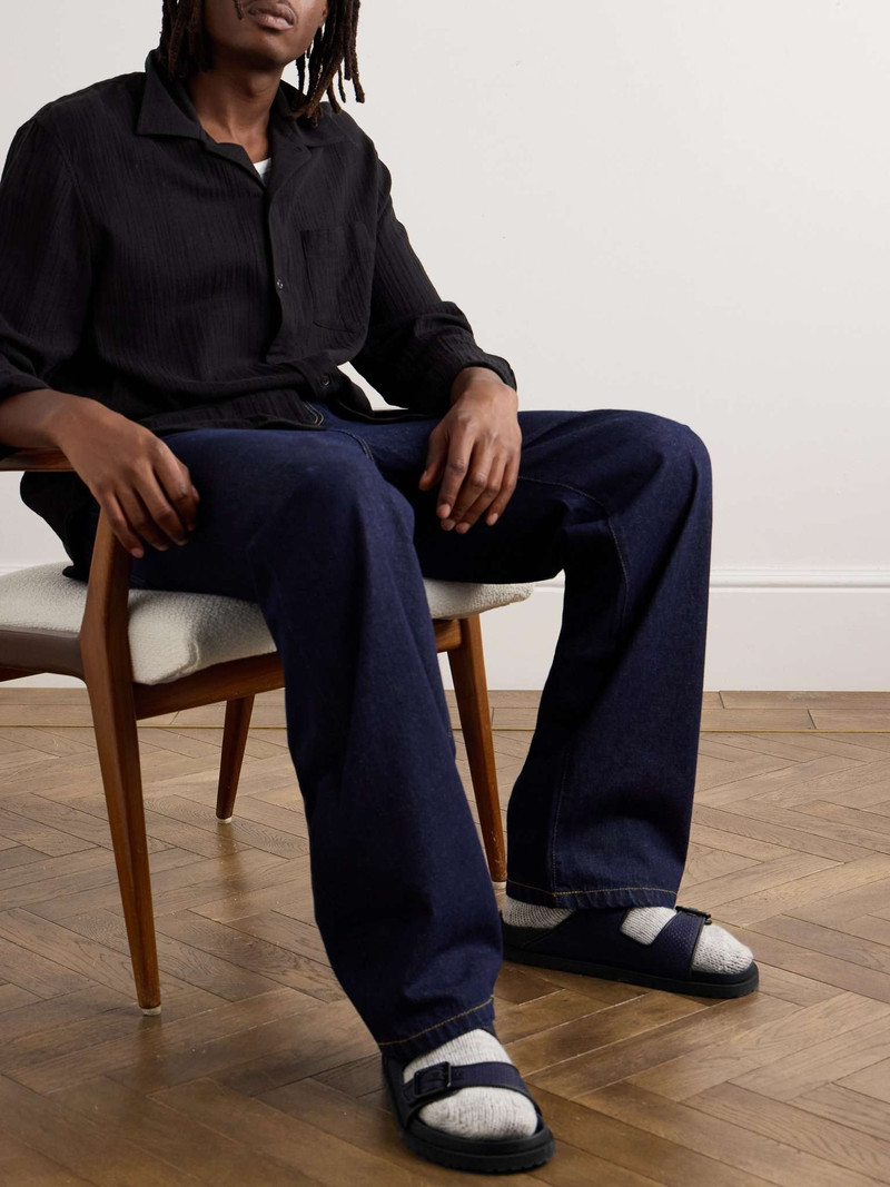 BIRKENSTOCK Arizona Leather-Trimmed Raffia Sandals outlook