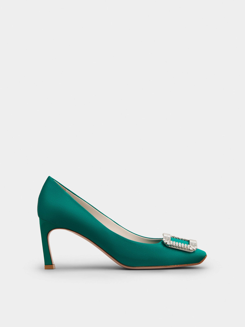Trompette Crystal Buckle Pumps in Satin 1