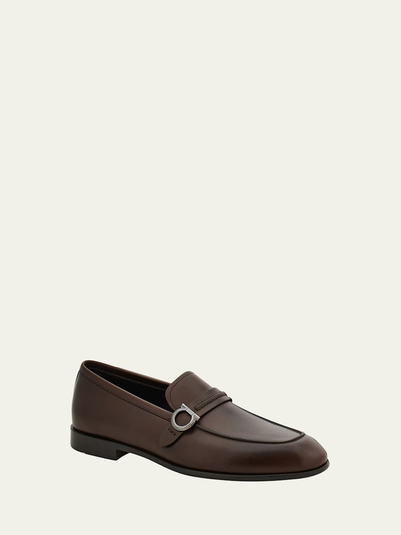 FERRAGAMO Men's Terence Leather Gancini Loafers outlook