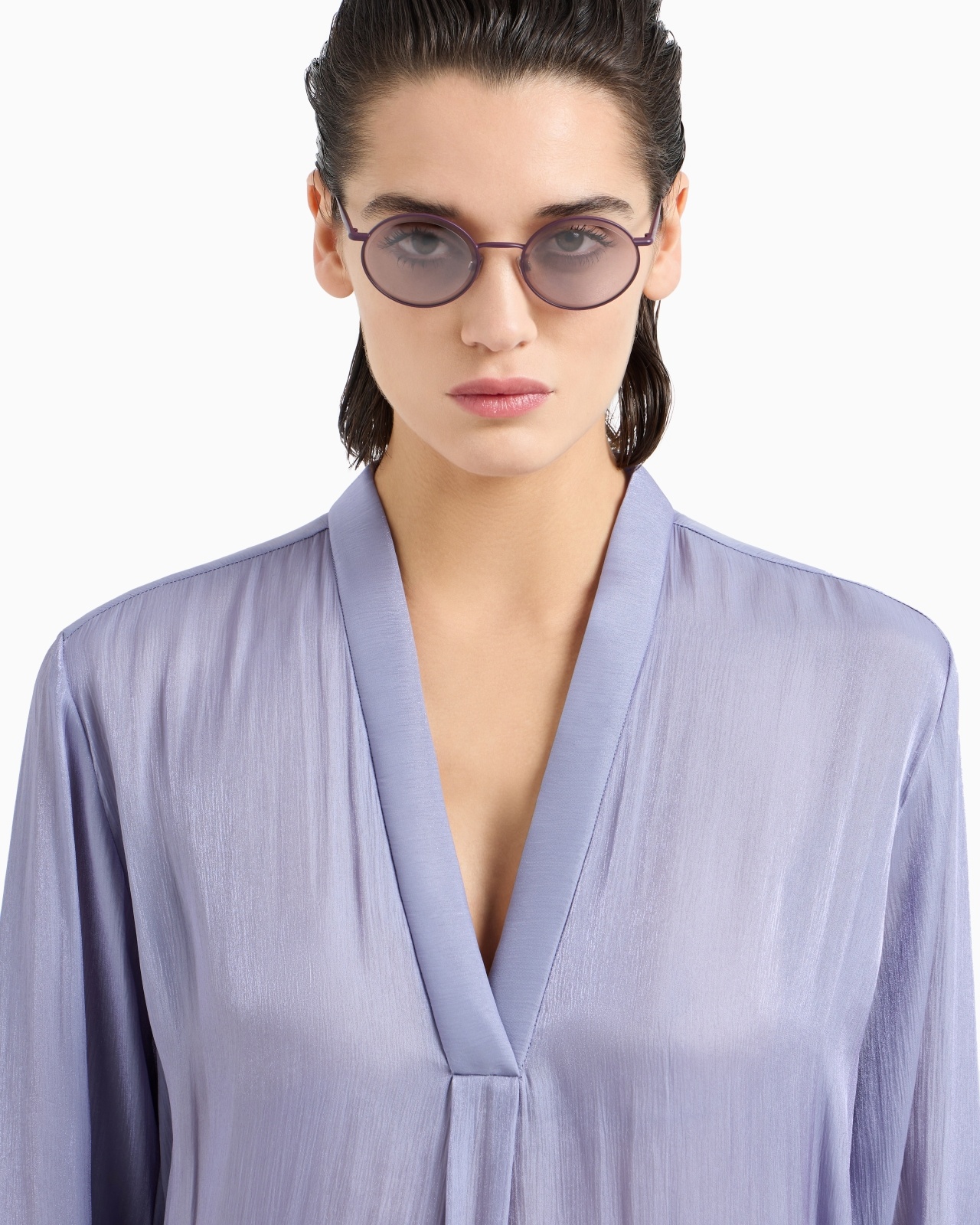 LONG SHIRT IN SHINY FABRIC - 4