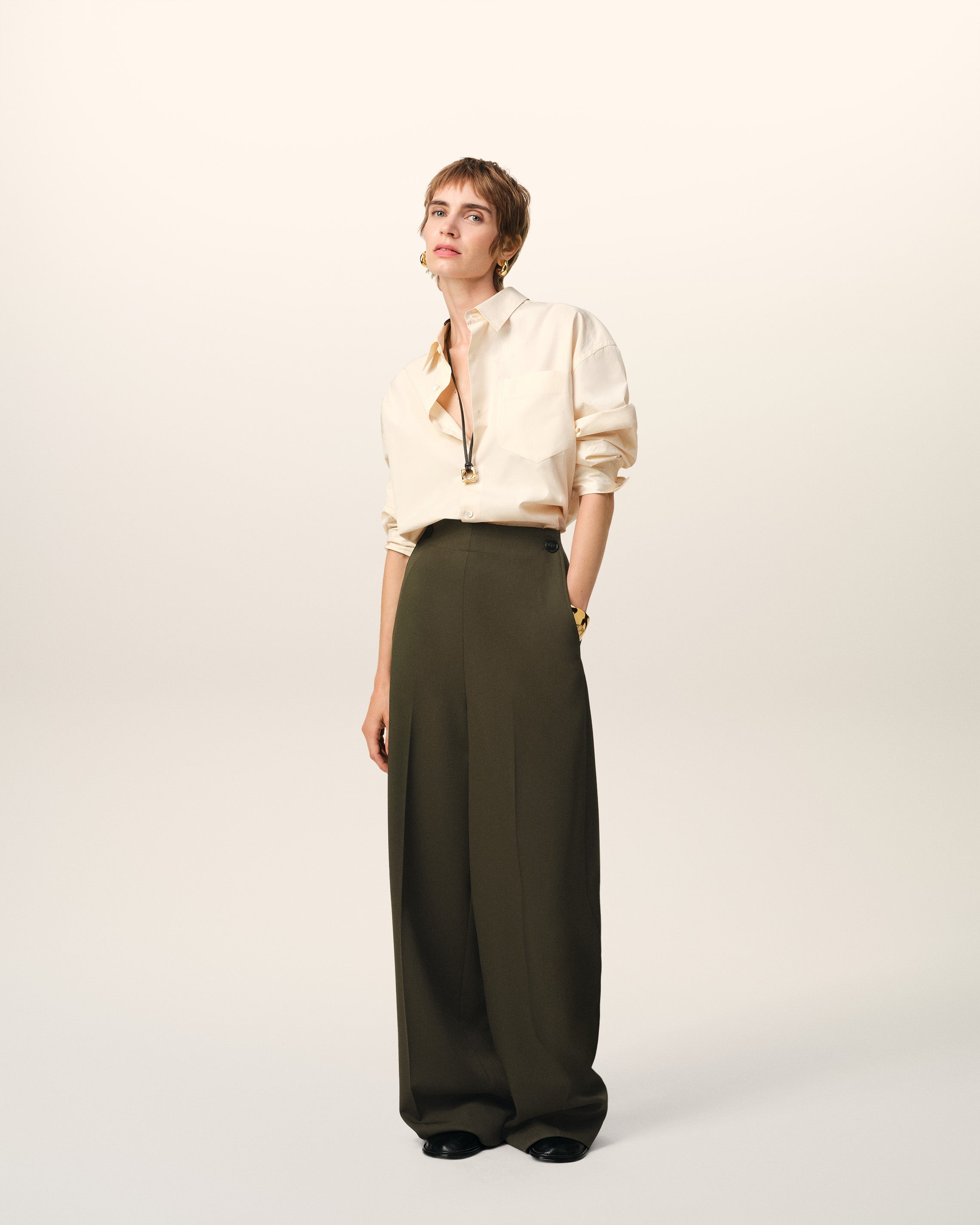 GREEN WOOL SAILOR TROUSERS - 2