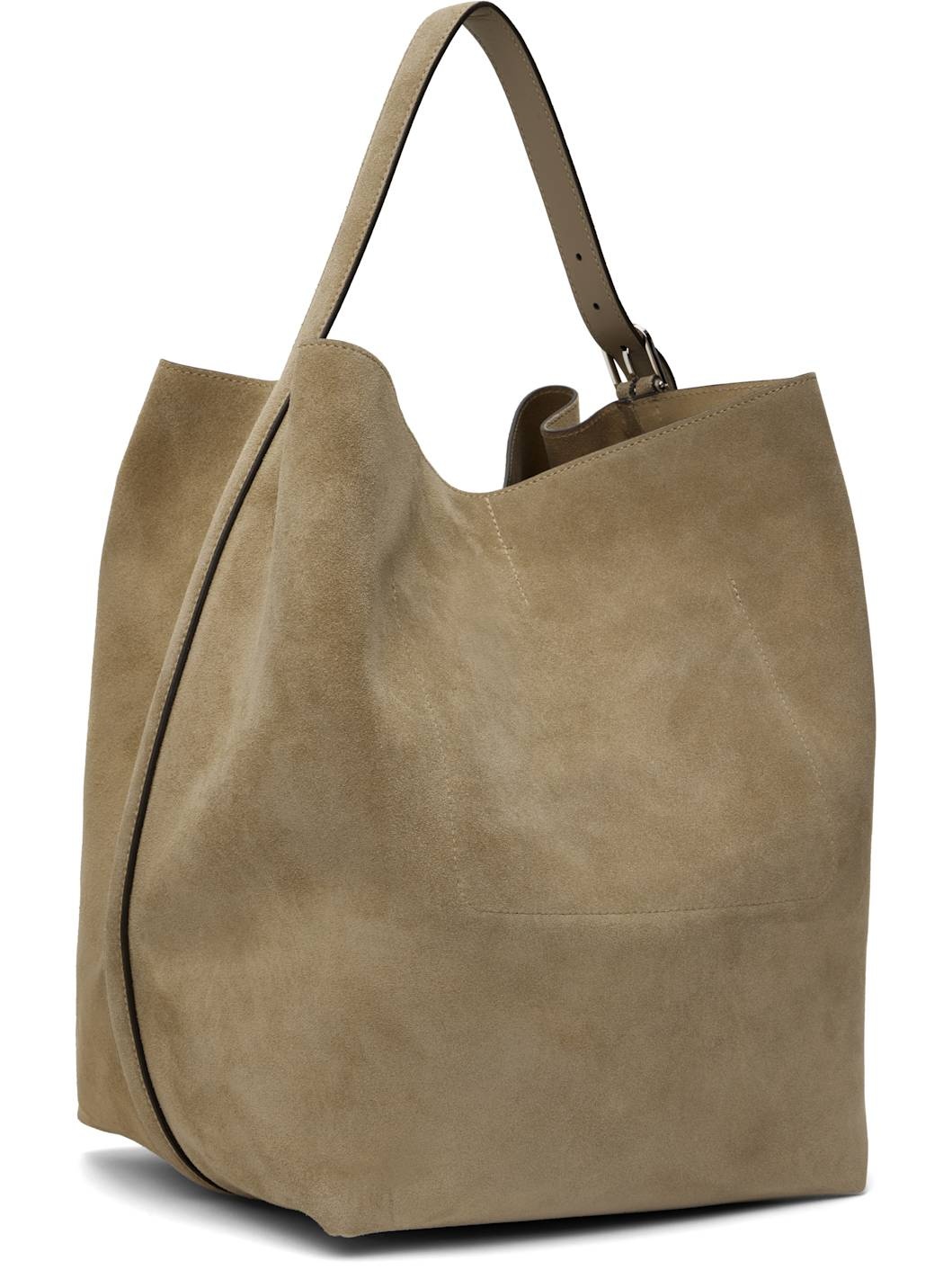 Taupe Belted Suede Tote - 3