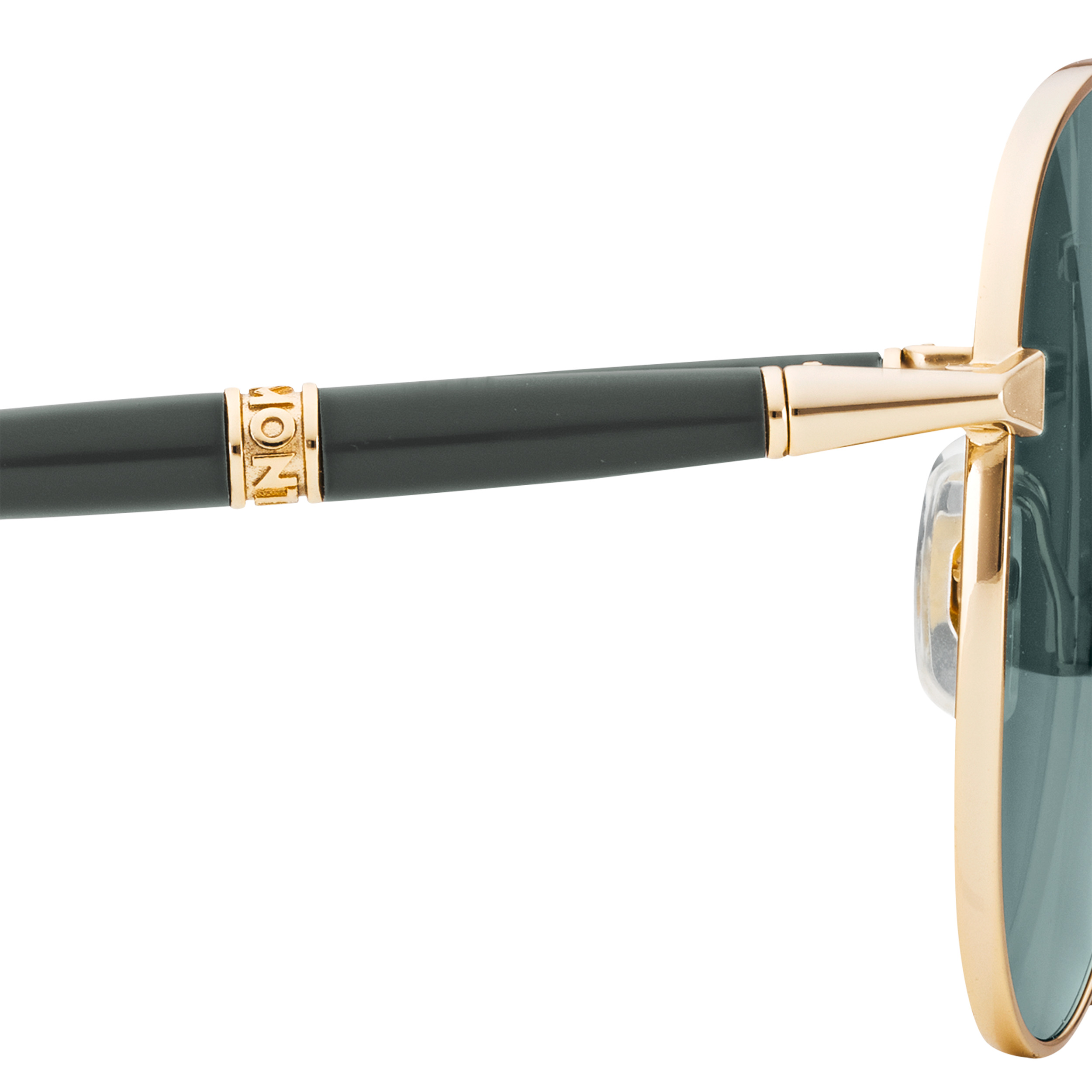 Squared Sunglasses with Gold-Colored Metal Frame - 4