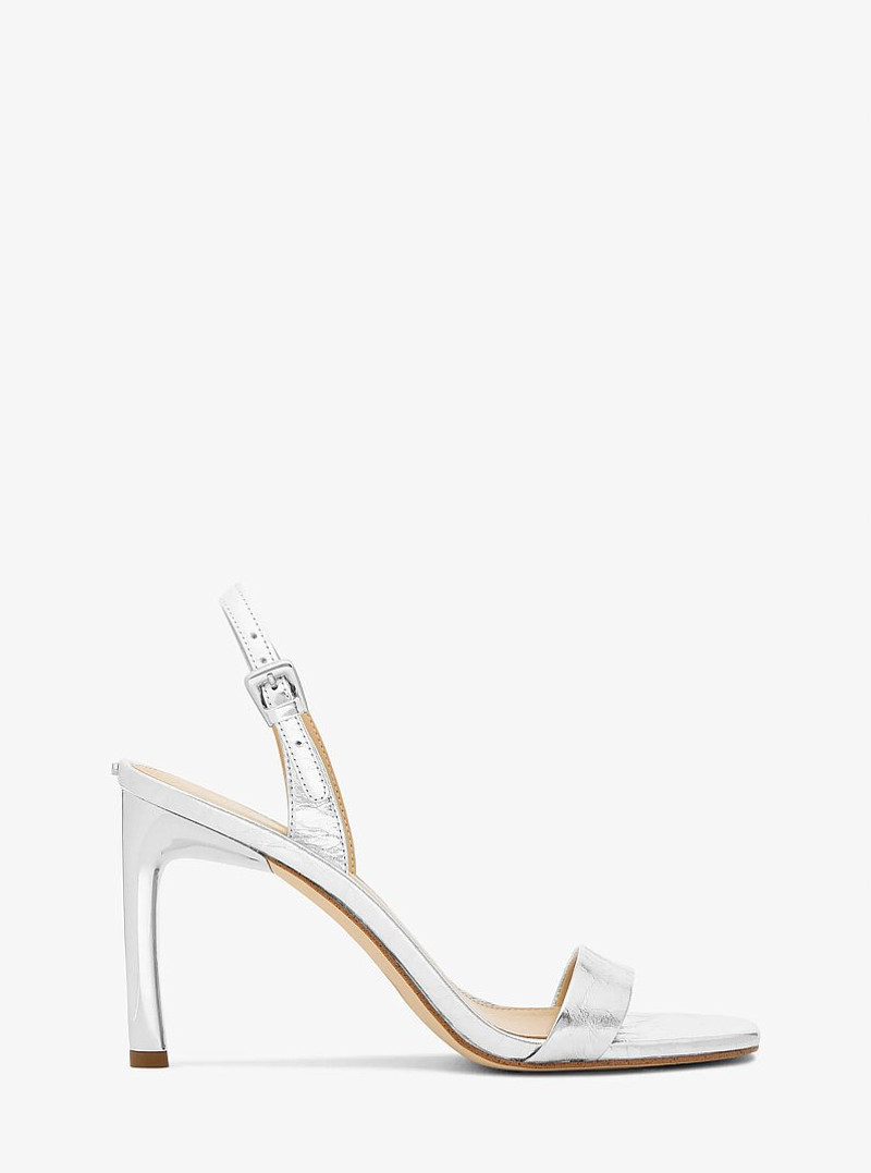 Kasia Crackled Metallic Leather Sandal 1