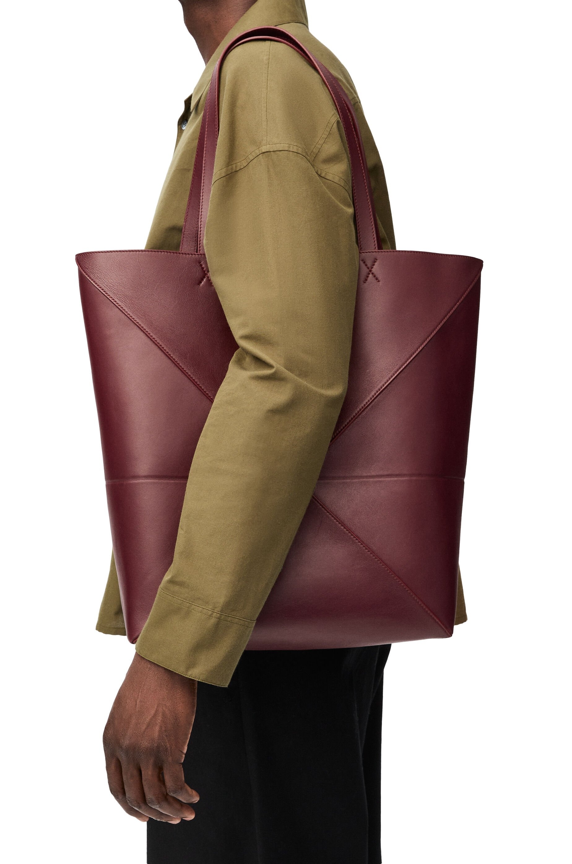 XL Puzzle Fold Tote in shiny calfskin - 3