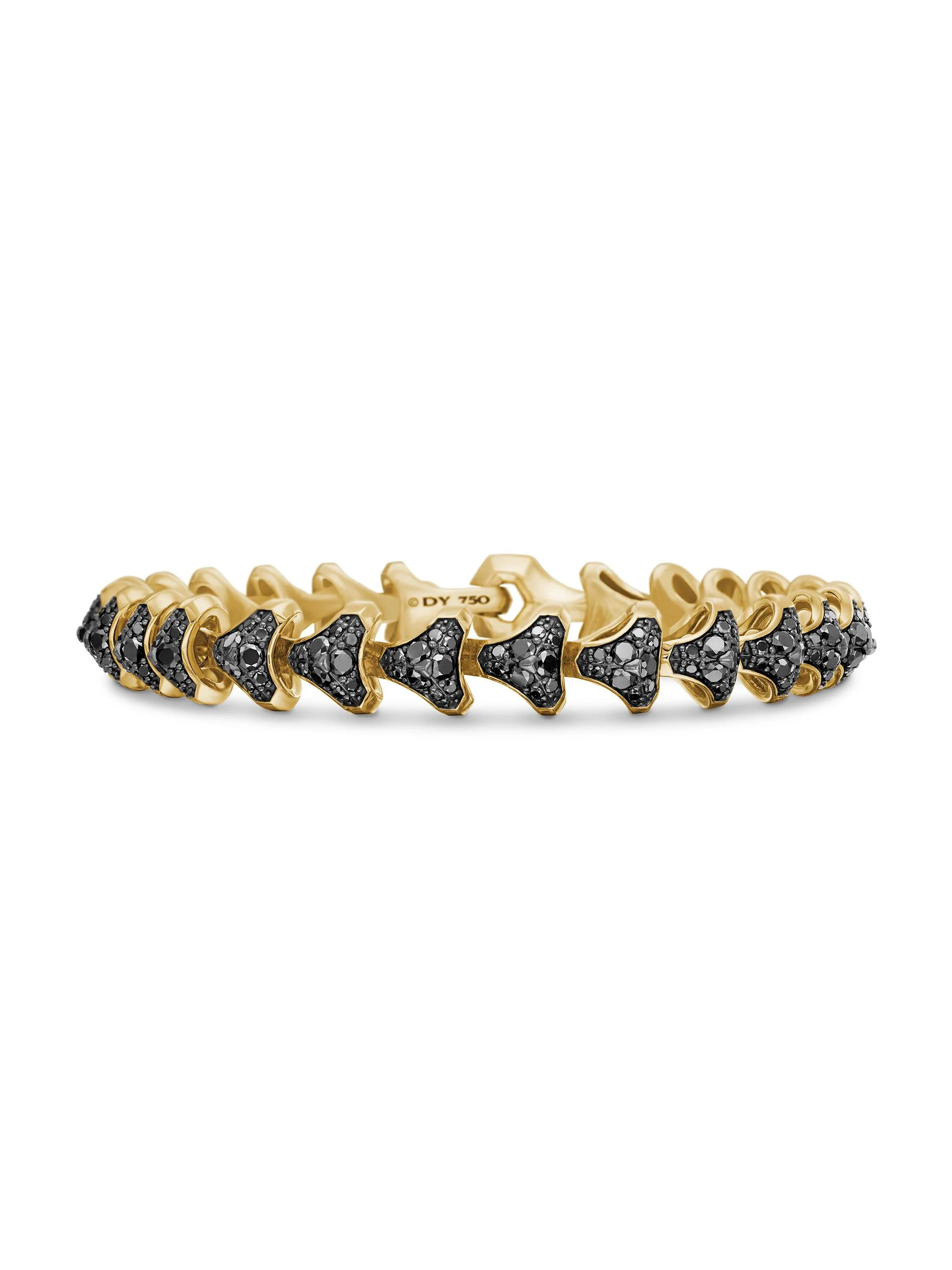Men's Armory Link Bracelet in 18K Yellow Gold - Black Diamond - 1