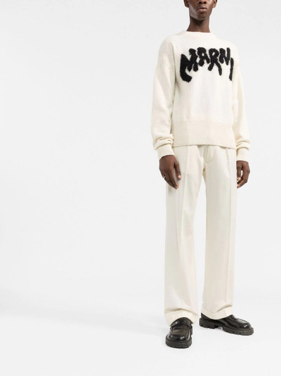 Marni brushed-logo crew-neck jumper outlook