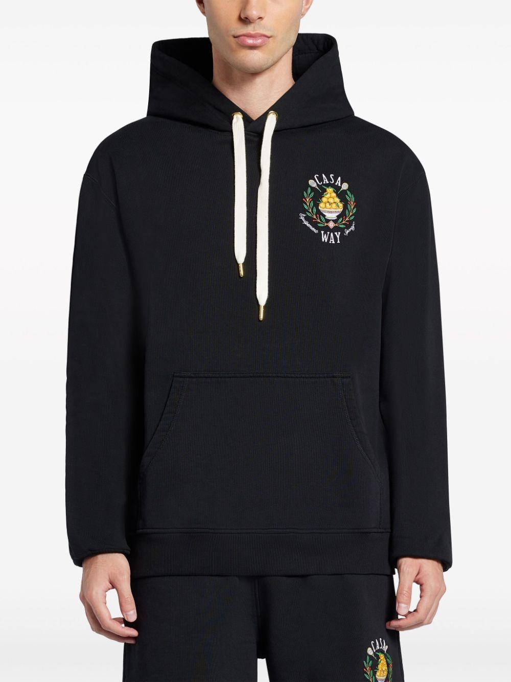 logo-embroidered cotton hoodie - 3