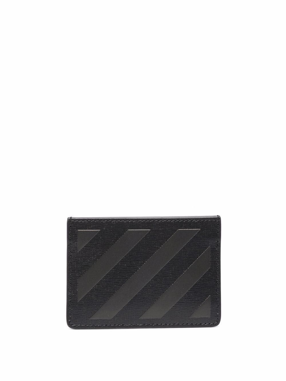 logo-print diagonal-stripe cardholder - 2