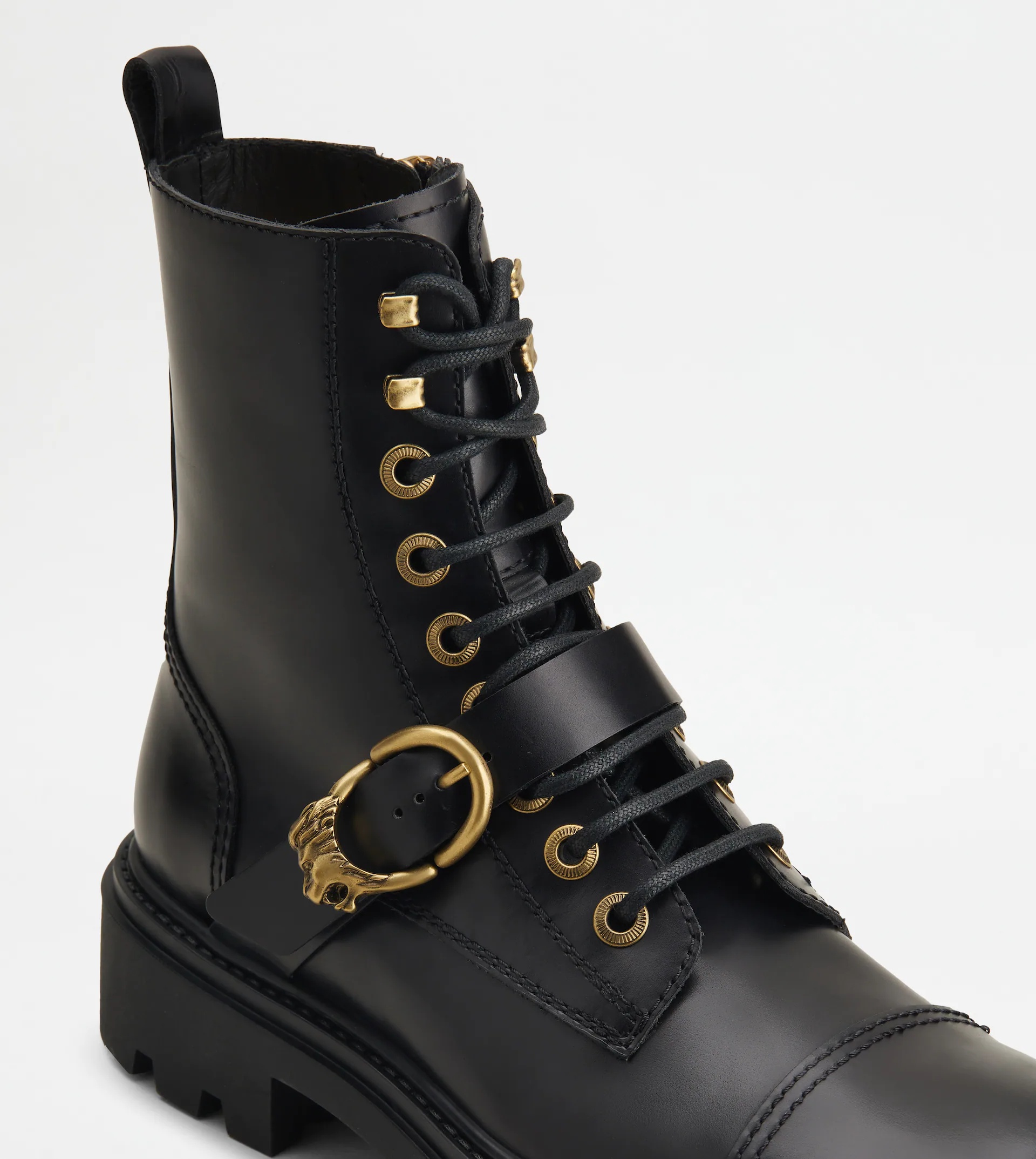 TOD'S COMBAT BOOTS IN LEATHER - BLACK - 5