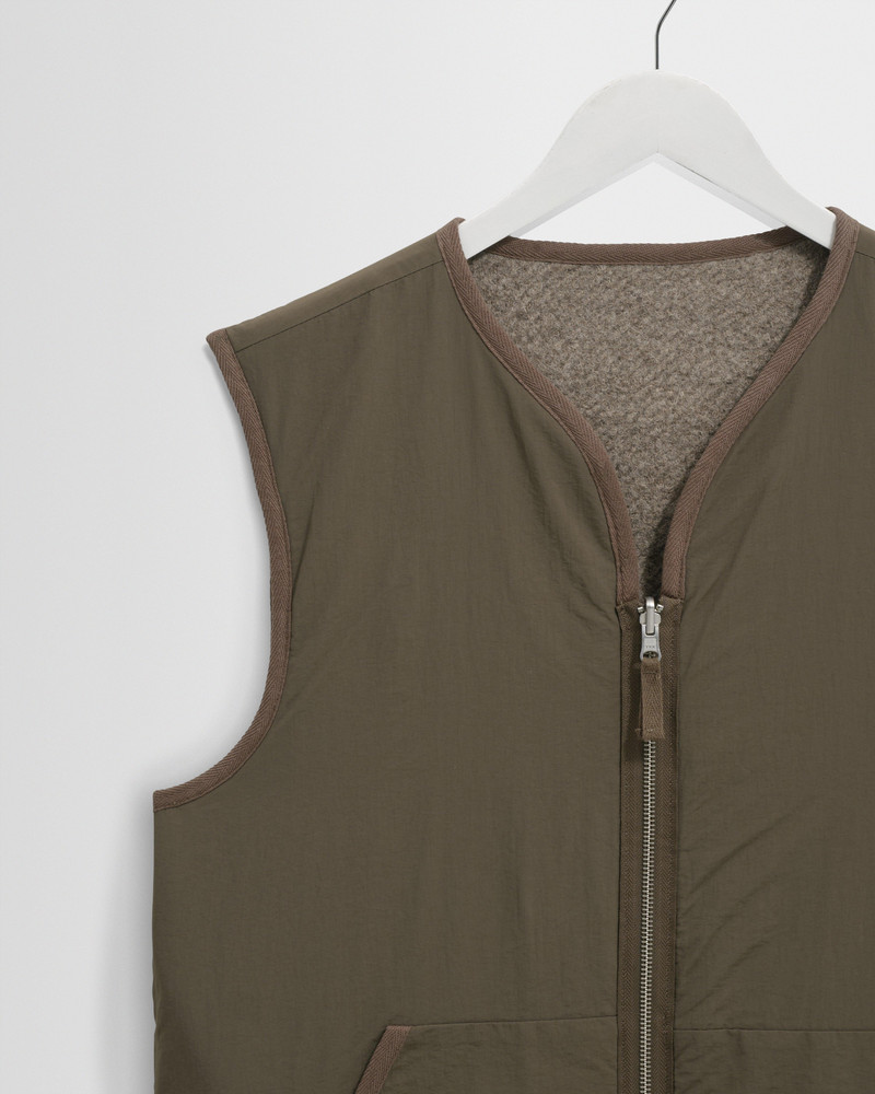 Paragon - Natural Reversible Nylon And Wool Gilet 11