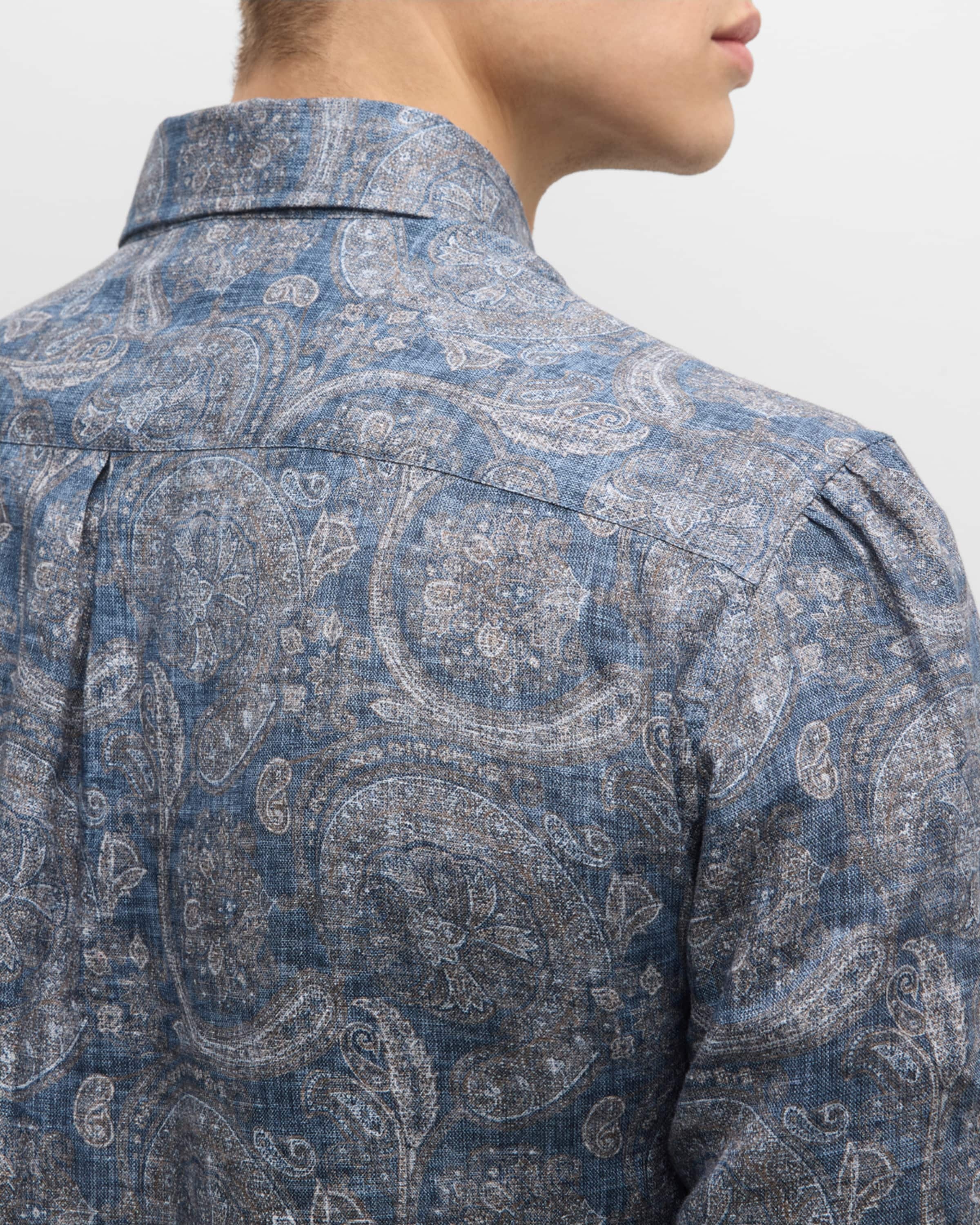 Men's Linen Paisley-Print Sport Shirt - 6