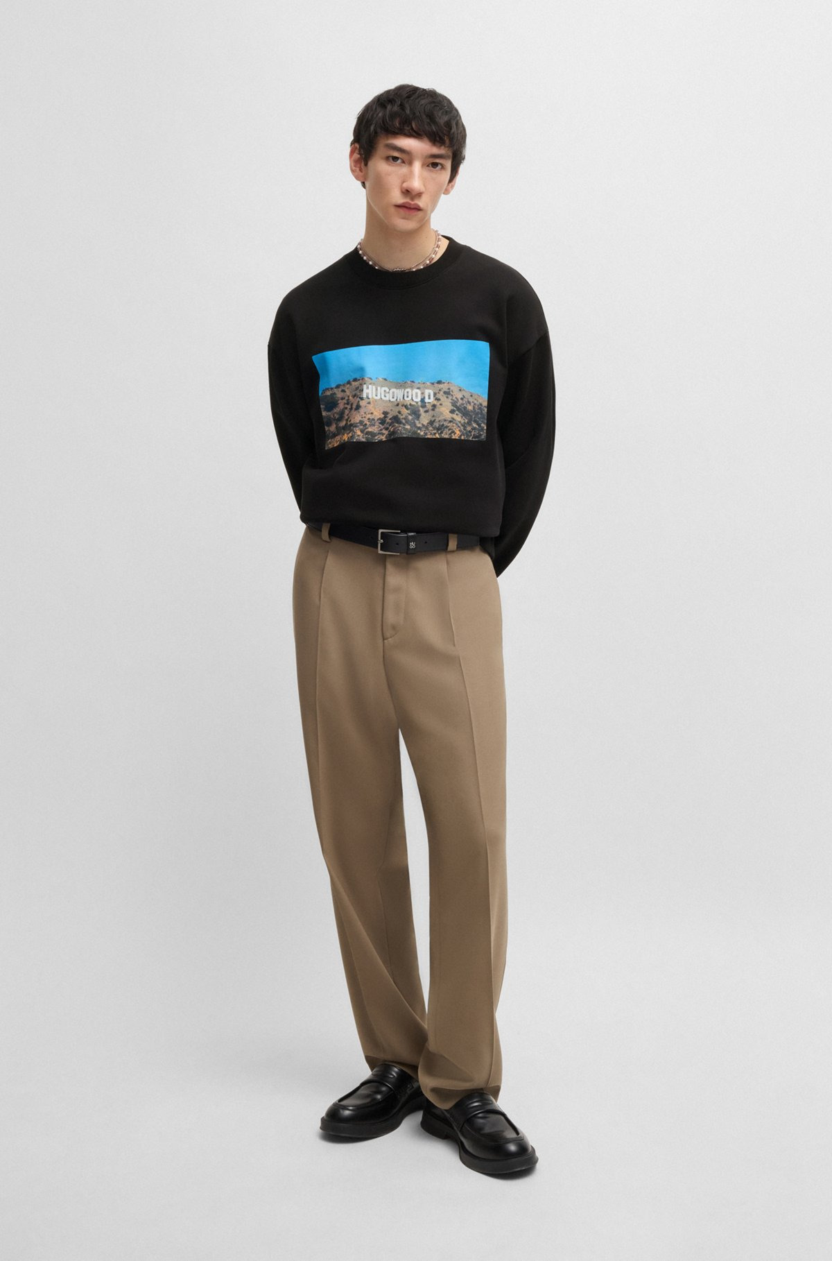 COTTON-TERRY SWEATSHIRT WITH 'HUGOWOOD' PRINT - 4