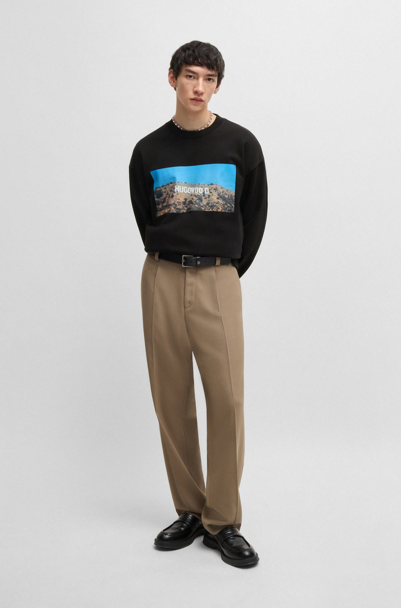 HUGO COTTON-TERRY SWEATSHIRT WITH 'HUGOWOOD' PRINT outlook