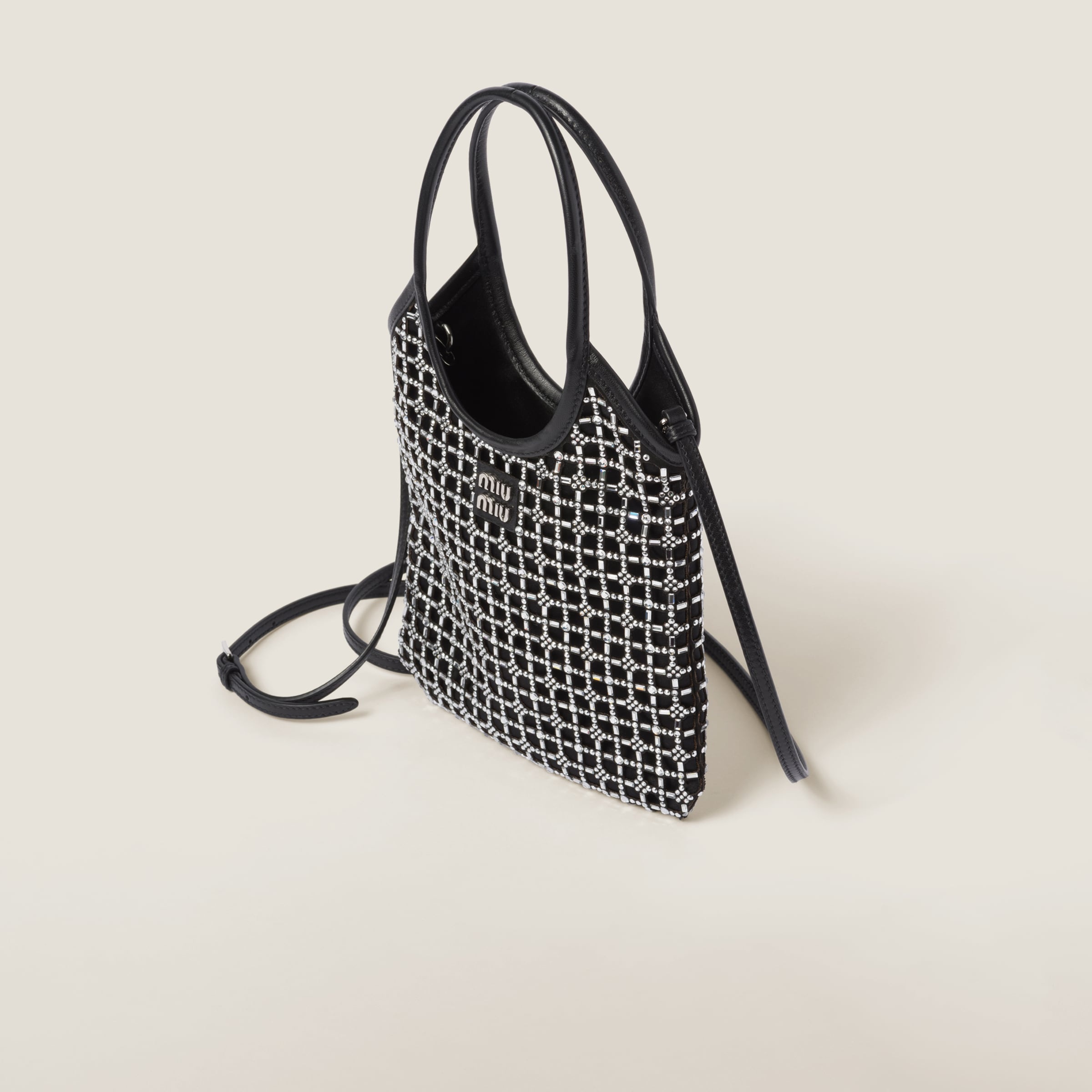 MIU MIU★Satin handbag with synthetic crystals Miu Miu Satin handbag with synthetic crystals | REVERSIBLE
