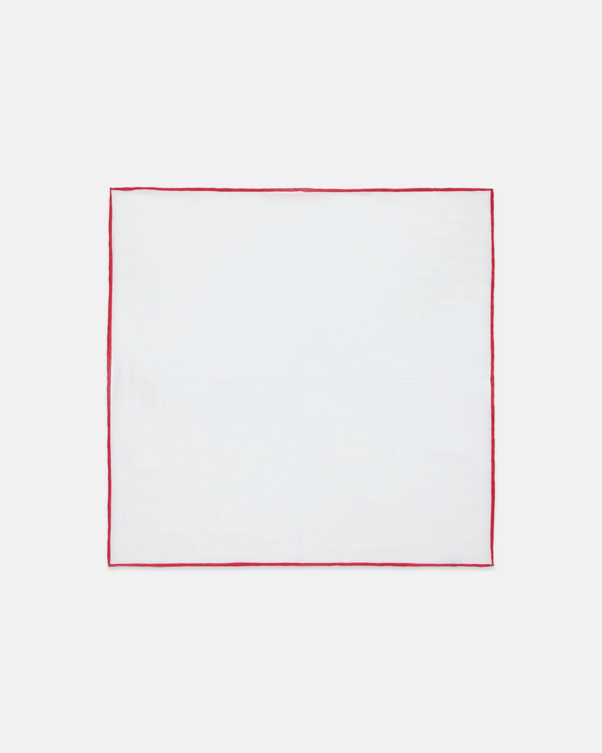 MADE-IN-ITALY WHITE WITH RED EDGE LINEN POCKET SQUARE - 1
