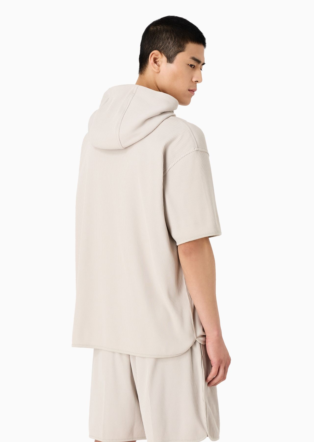 Short-sleeved hooded jumper in canneté jersey - 3